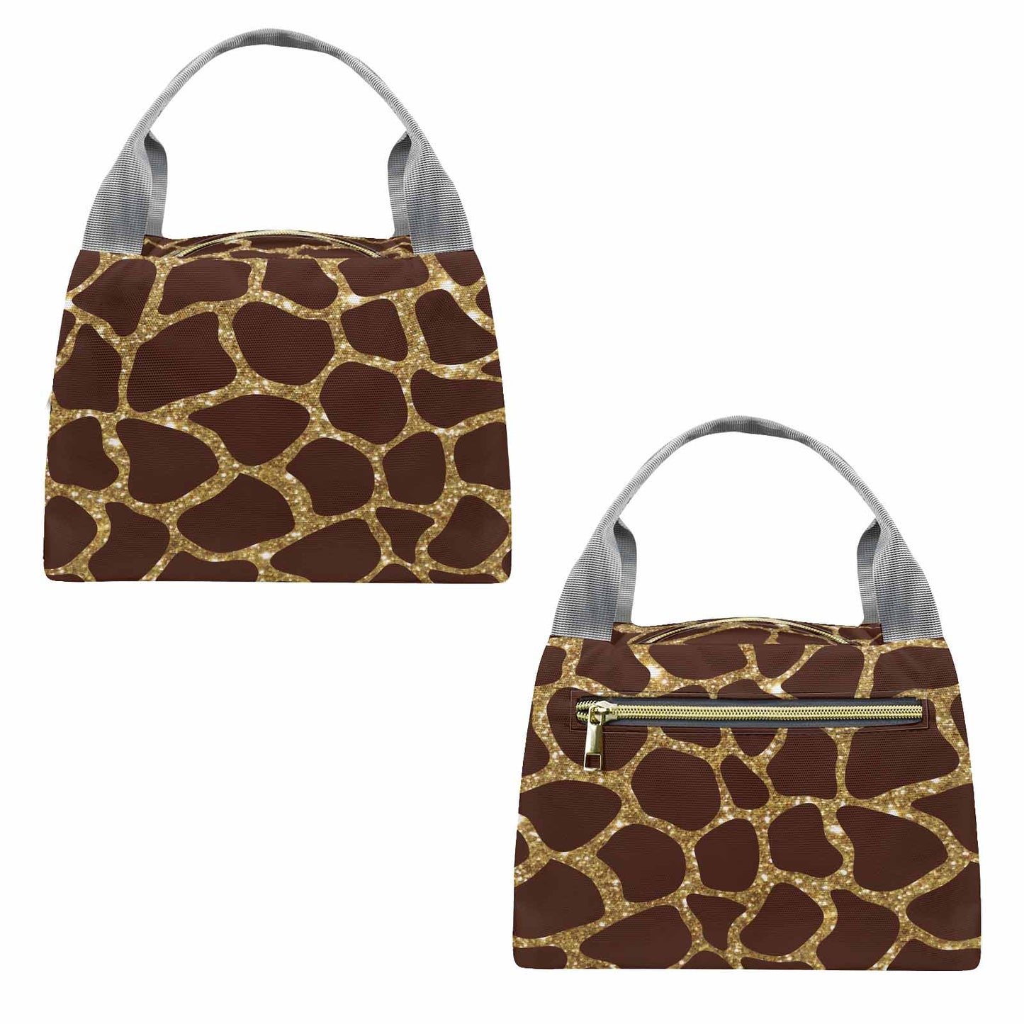 Animal print 6  Portable Lunch Bag-Grey Handle