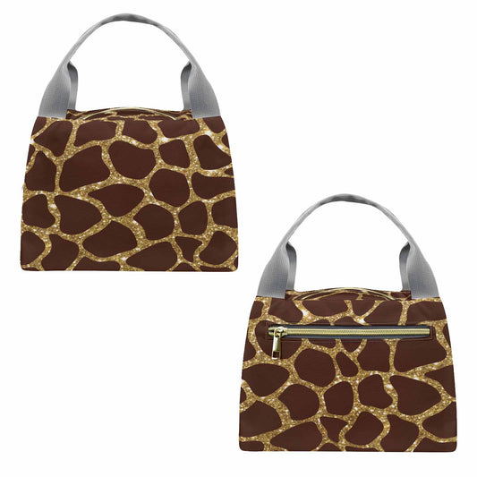 Animal print 6  Portable Lunch Bag-Grey Handle