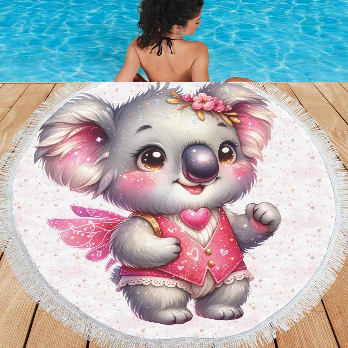 Australian Animals Koala Awd1326  Circular Beach Shawl 59"