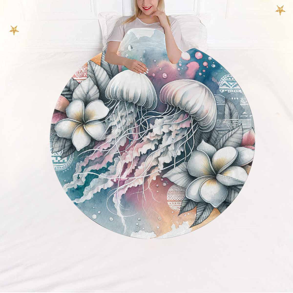 Sea_Animals_Jellyfish_Awd351100  Circular Micro Fleece Blanket 60"