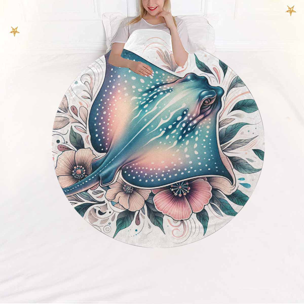 Sea_Animals_Stingray_Awd351106  Circular Micro Fleece Blanket 60"