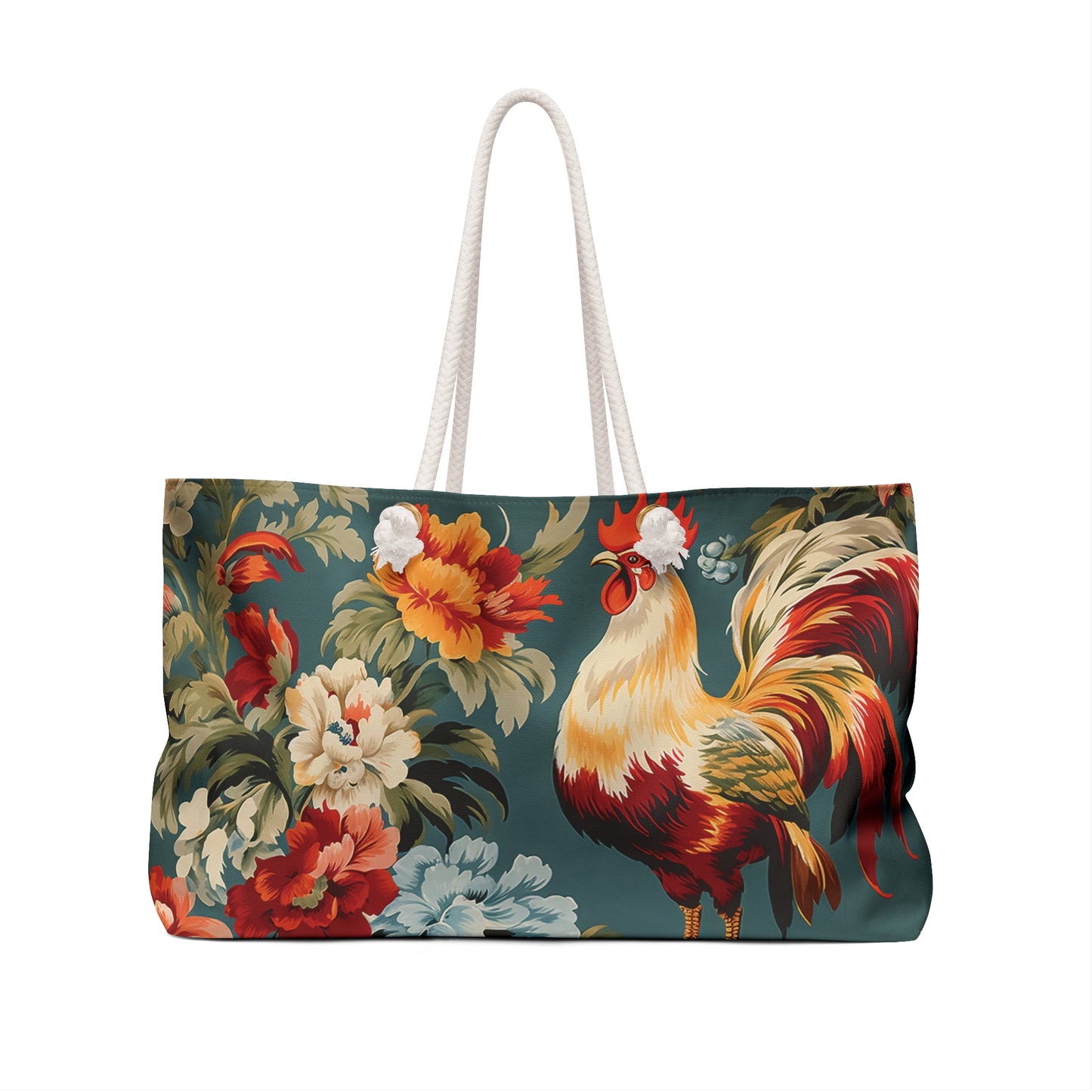 Personalised/Non-Personalised Weekender Bag, Chicken/Rooster, Large Weekender Bag, Beach Bag, Book Bag