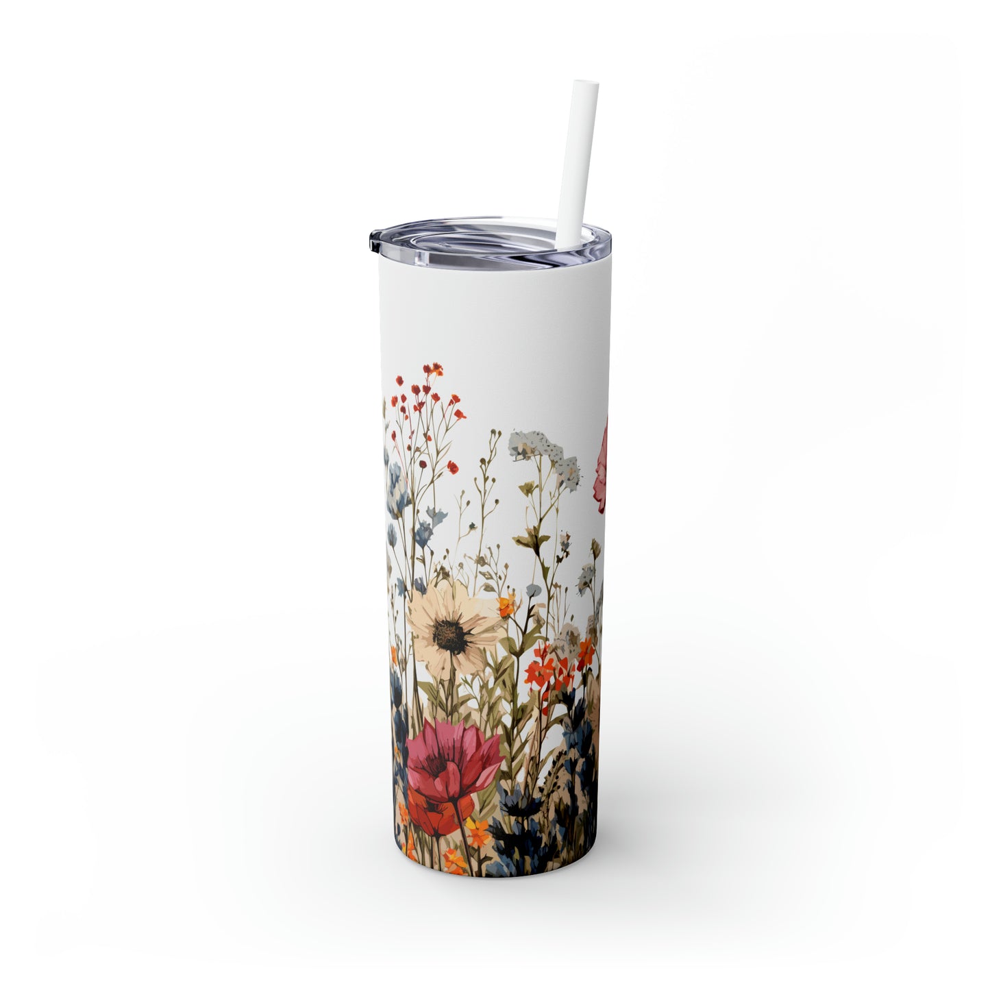 Skinny Tumbler with Straw, 20oz, Floral, awd-314