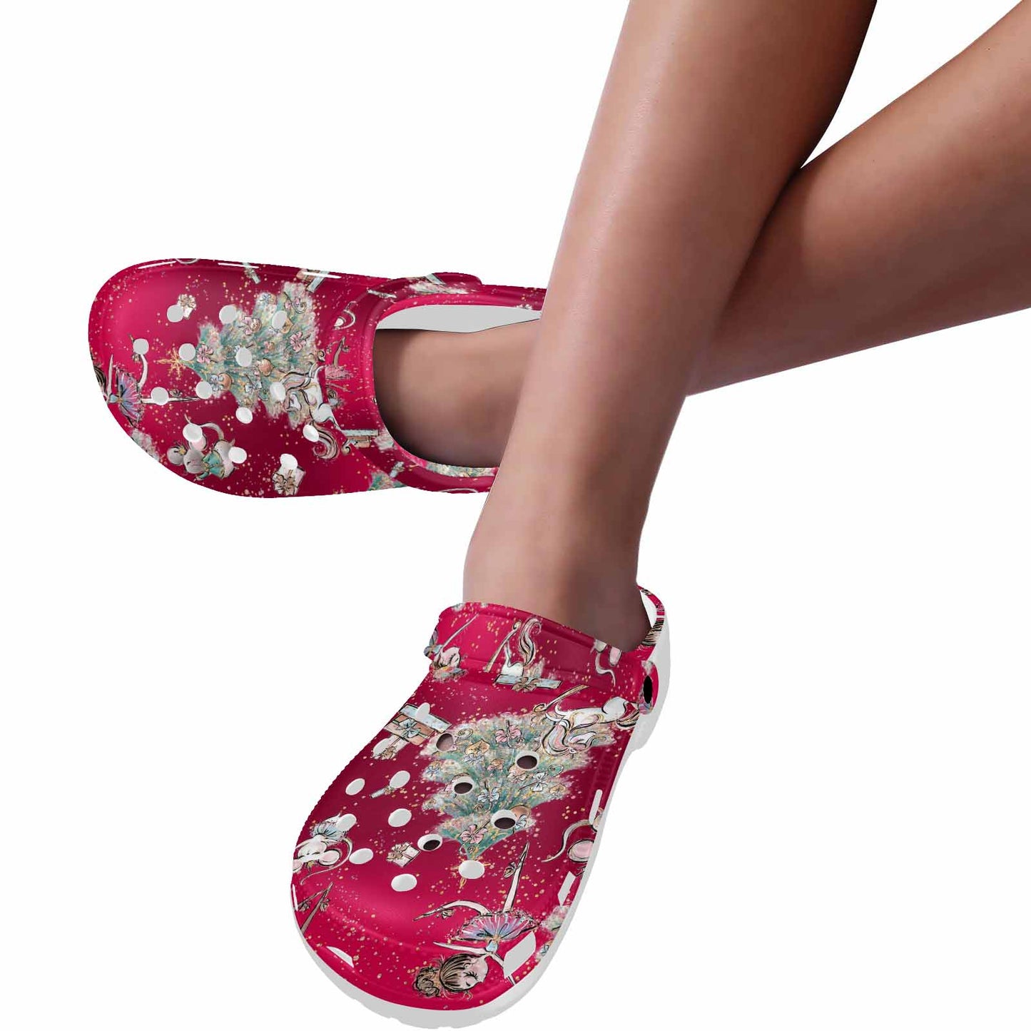 Red Christmas  Custom Print Adults Clogs