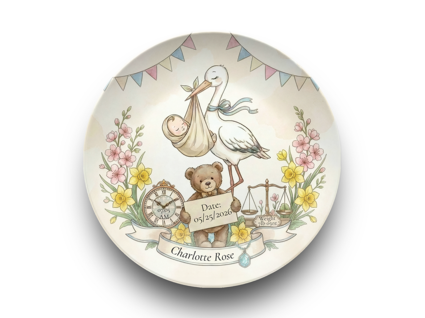 Personalised Baby Keepsake Plate | Birth Details Plate | Newborn Gift | Custom Baby Name Plate | Baby Shower Gift | First Birthday Keepsake
