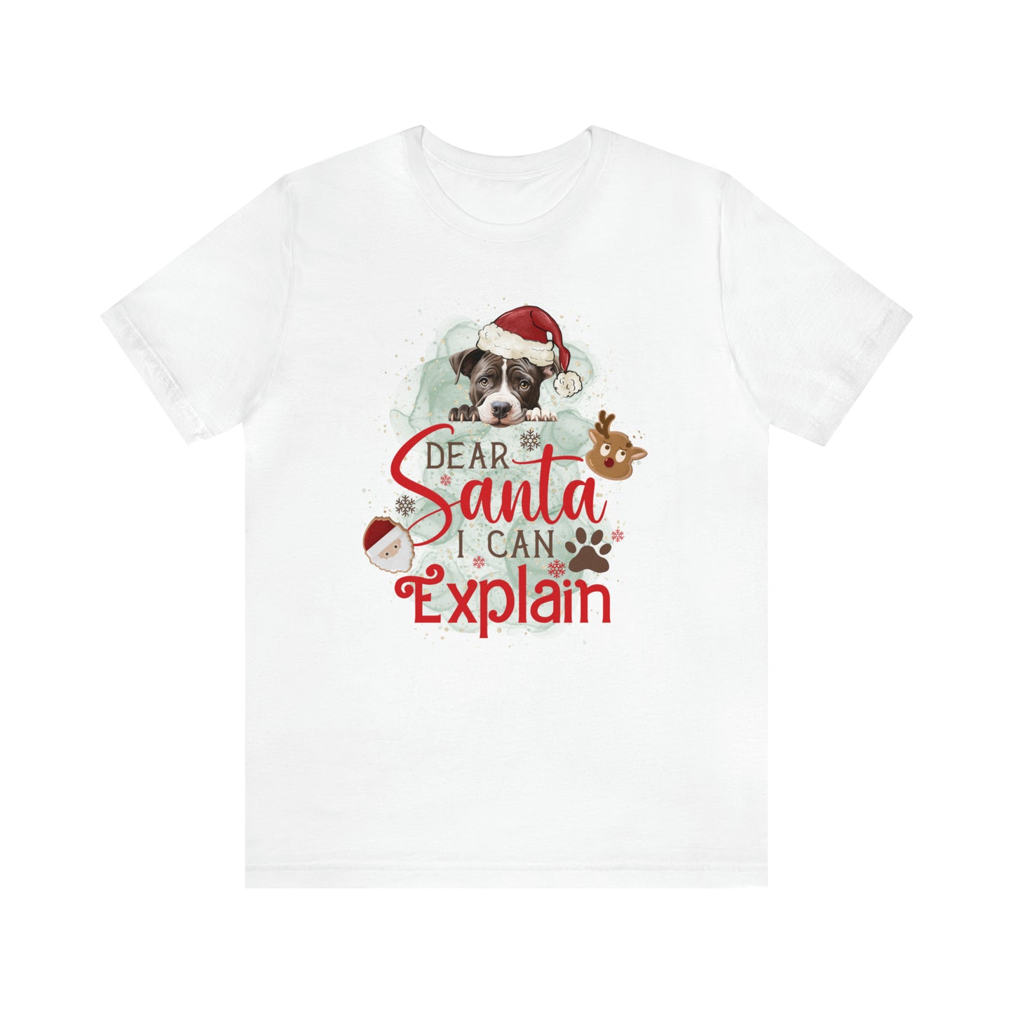 Unisex Jersey Short Sleeve Tee, Dog Paws, Dear Santa I Can Explain, Dear Santa Tee, Christmas Tee, Super Soft 9 Sizes