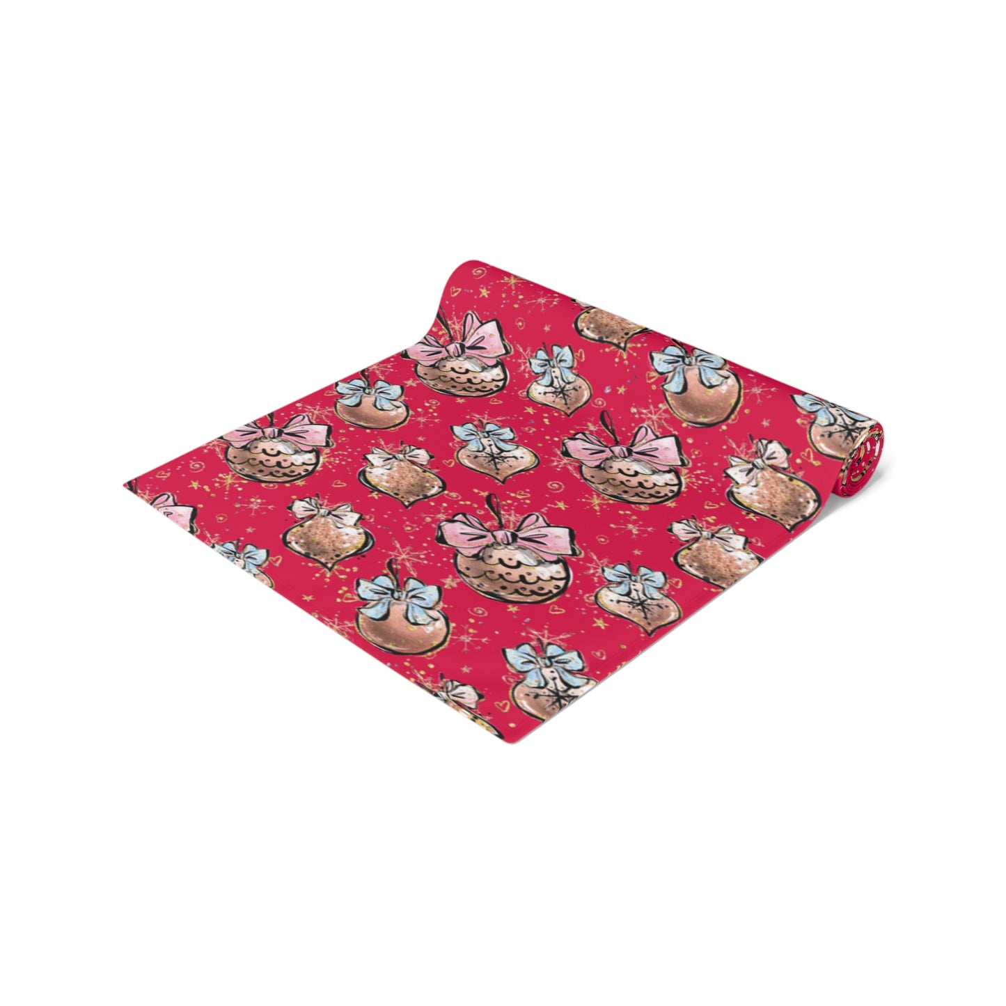 Christmas Baubles, Table Runner, Cotton Twill and Poly Available