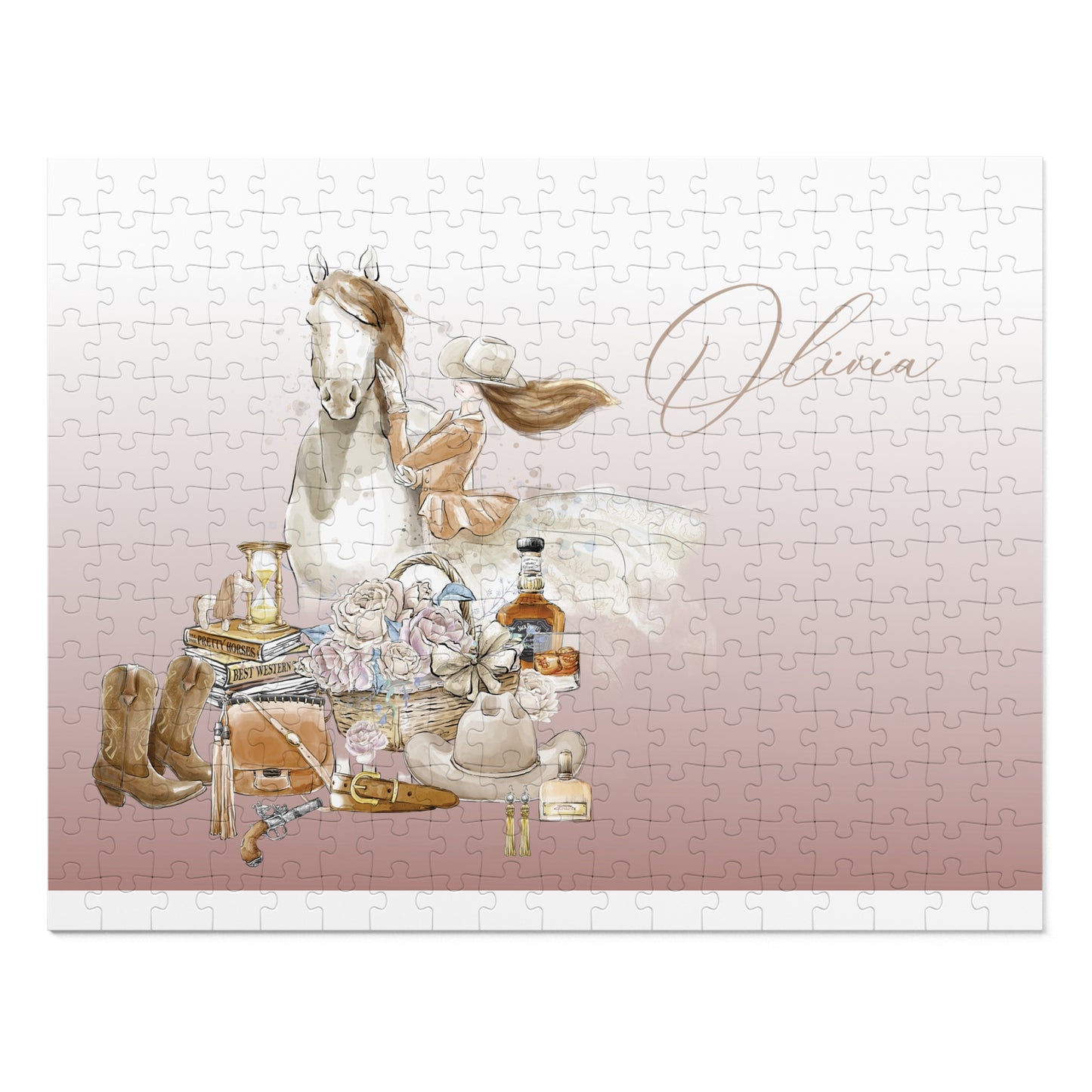 Jigsaw Puzzle, Western, Just a Girl Who Loves Horses, Personalised/Non-Personalised (30, 110, 252, 500,1000-Piece)