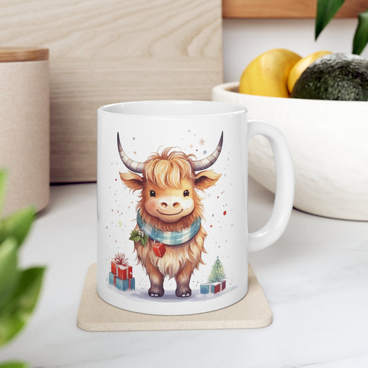 Personalised/Non Personalised Highland Cow, Ceramic Mug 11oz, Highland Cow Mug