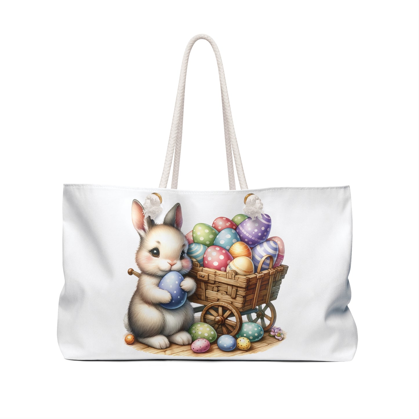 Personalised/Non-Personalised Weekender Bag, Easter Bunny, Rabbit, Large Weekender Bag, Beach Bag, Book Bag