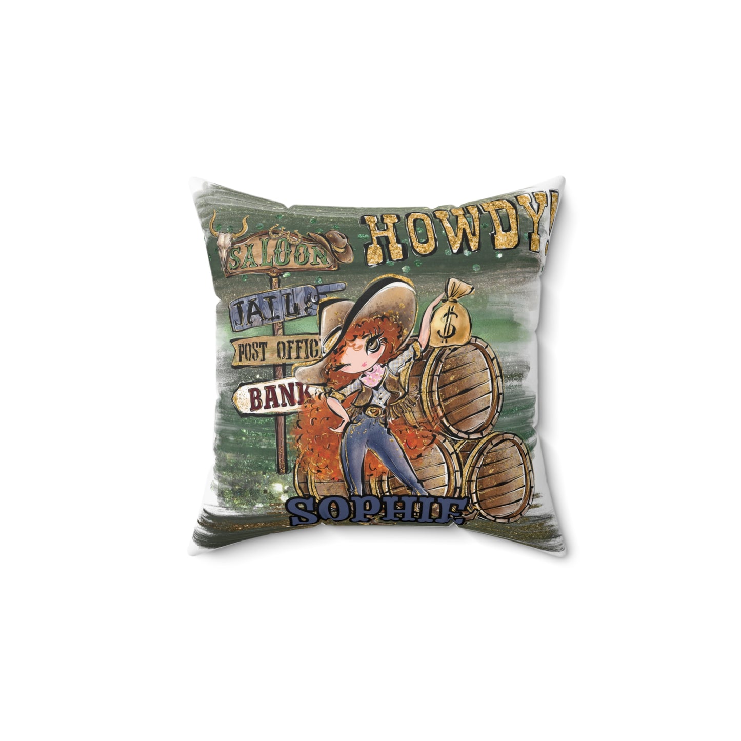 Personalised Howdy Cushion,  Red Curly Hair, Brown Eyes, Polyester Square Cushion, Christmas cushion