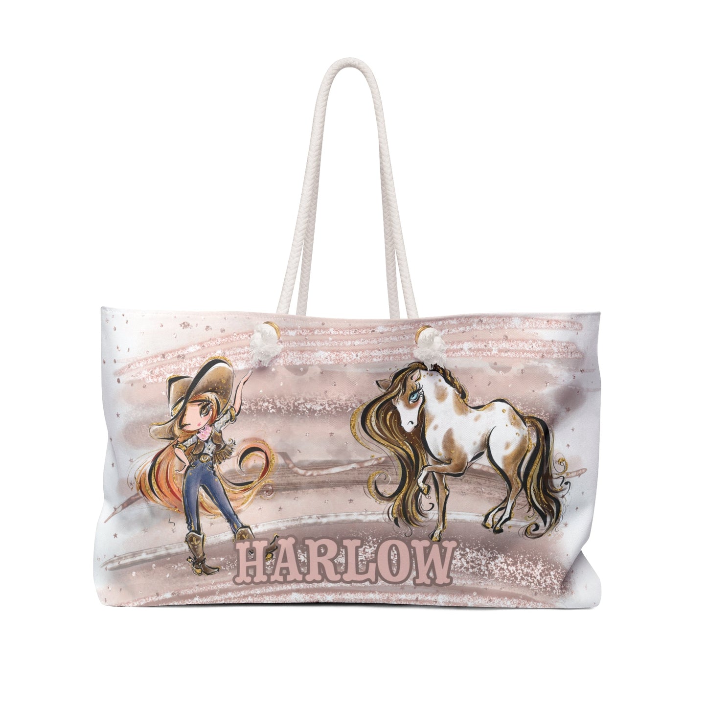 Personalised Weekender Bag, Cowgirl and Horse, Large Weekender Bag, Beach Bag, Book Bag