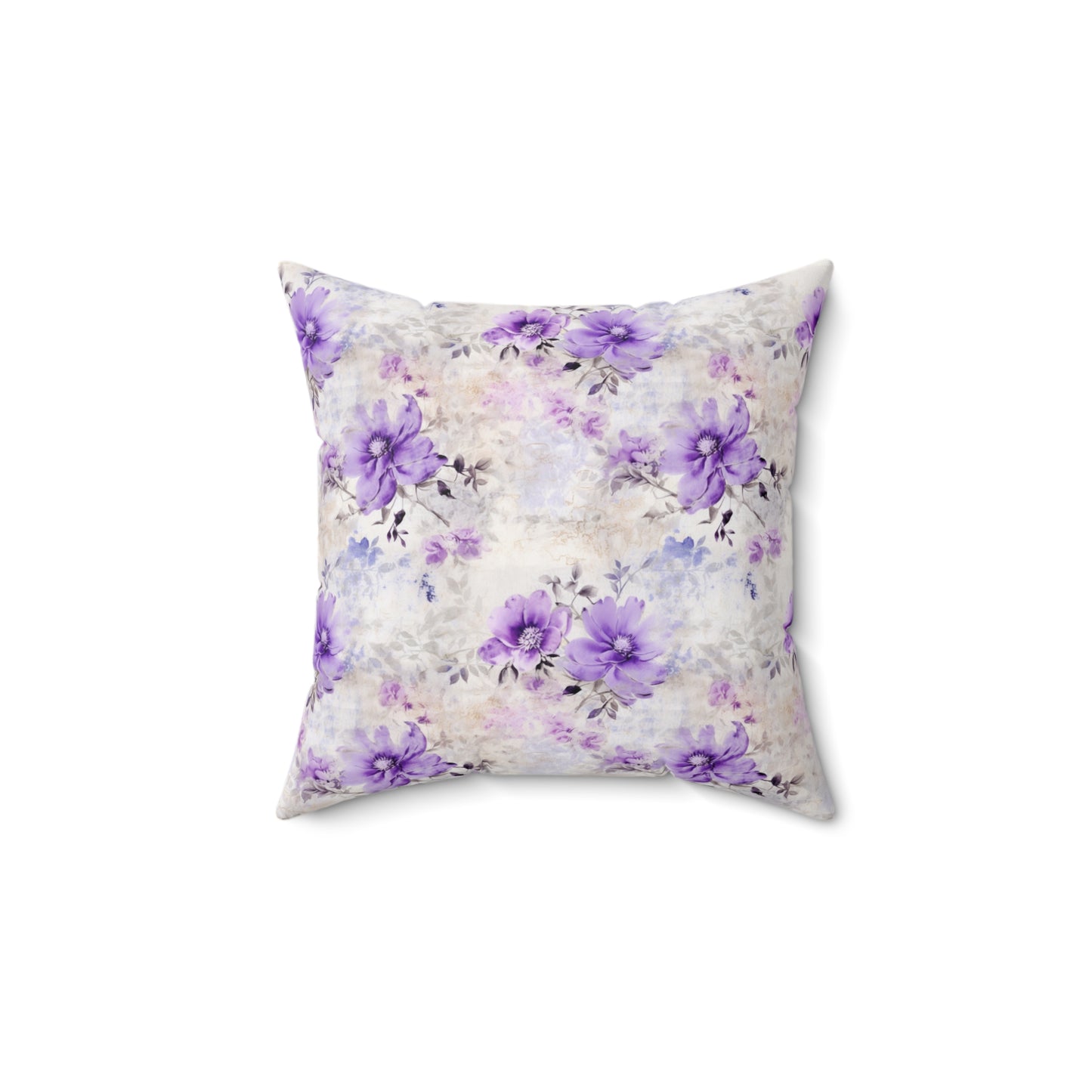 Spun Polyester Square Pillow, Floral Cushion