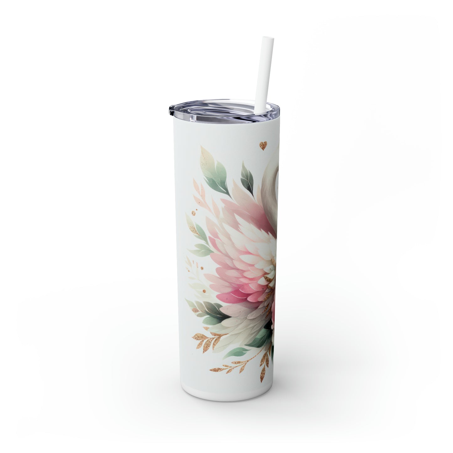 Skinny Tumbler with Straw, 20oz, Swan Princess