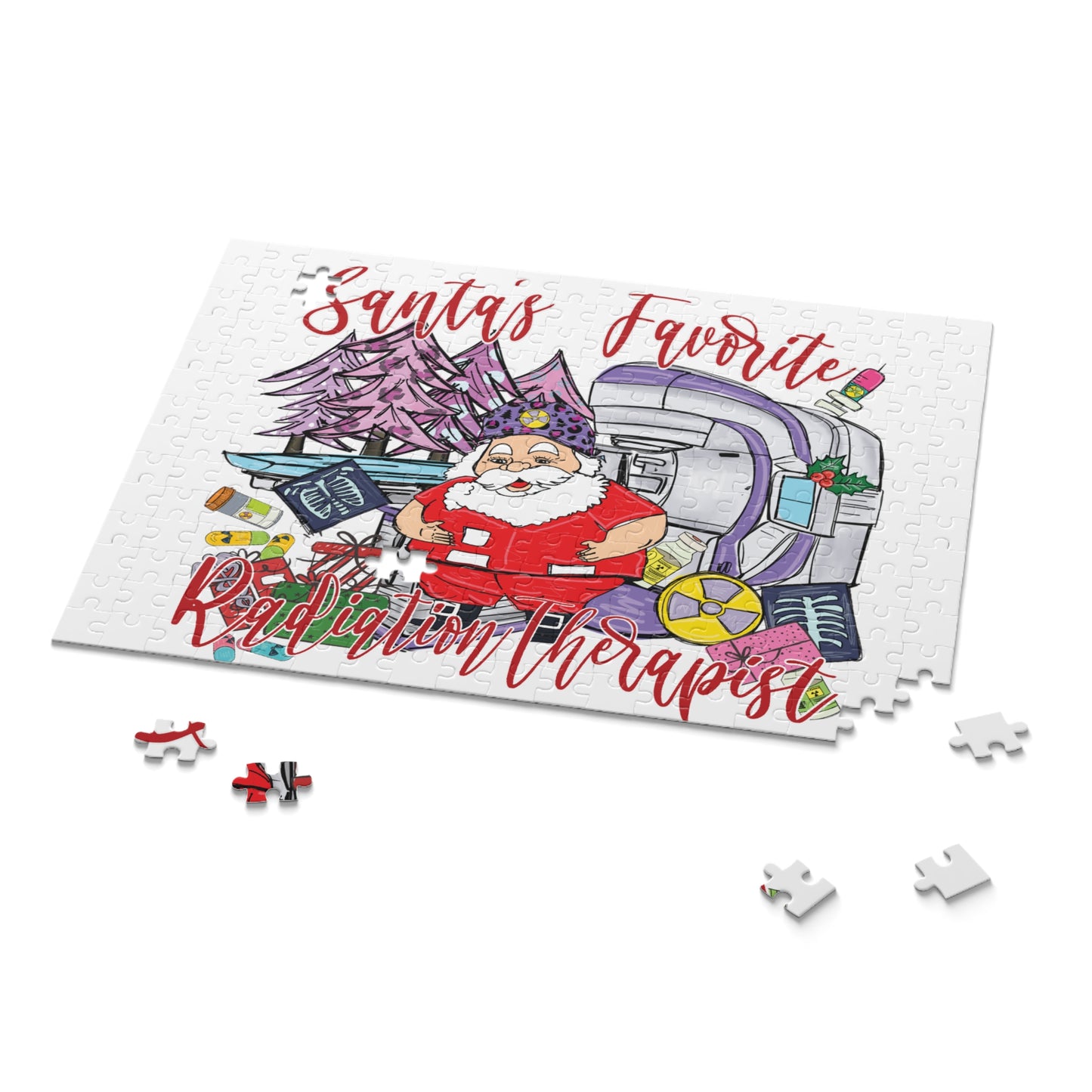 Personalised/Non-Personalised Puzzle, Santa's Favorite Radiation Therapist (120, 252, 500-Piece)