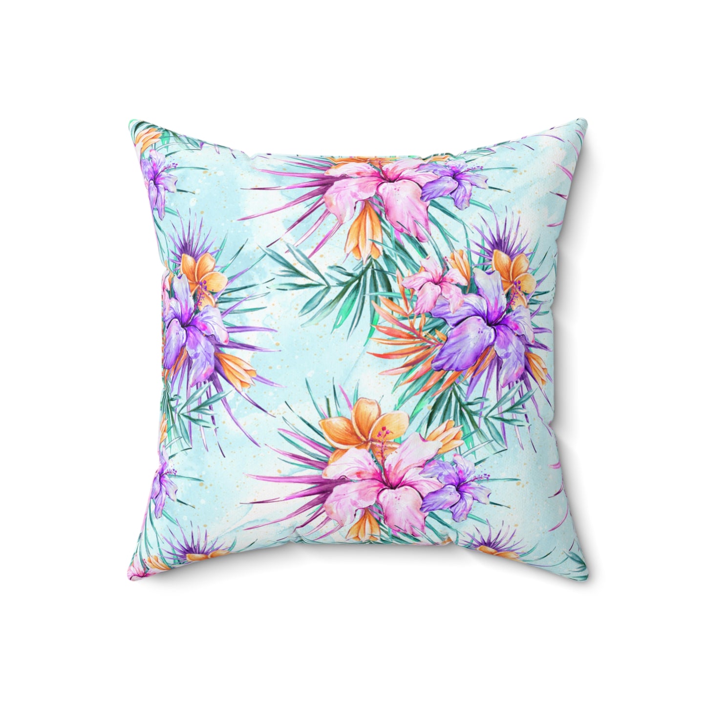 Spun Polyester Square Pillow, Summer Floral Cushion