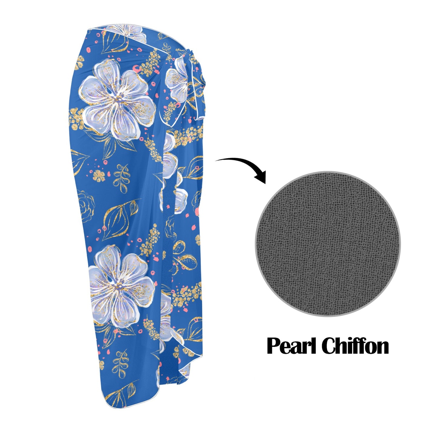 Blue Floral Long Beach Sarong Wrap