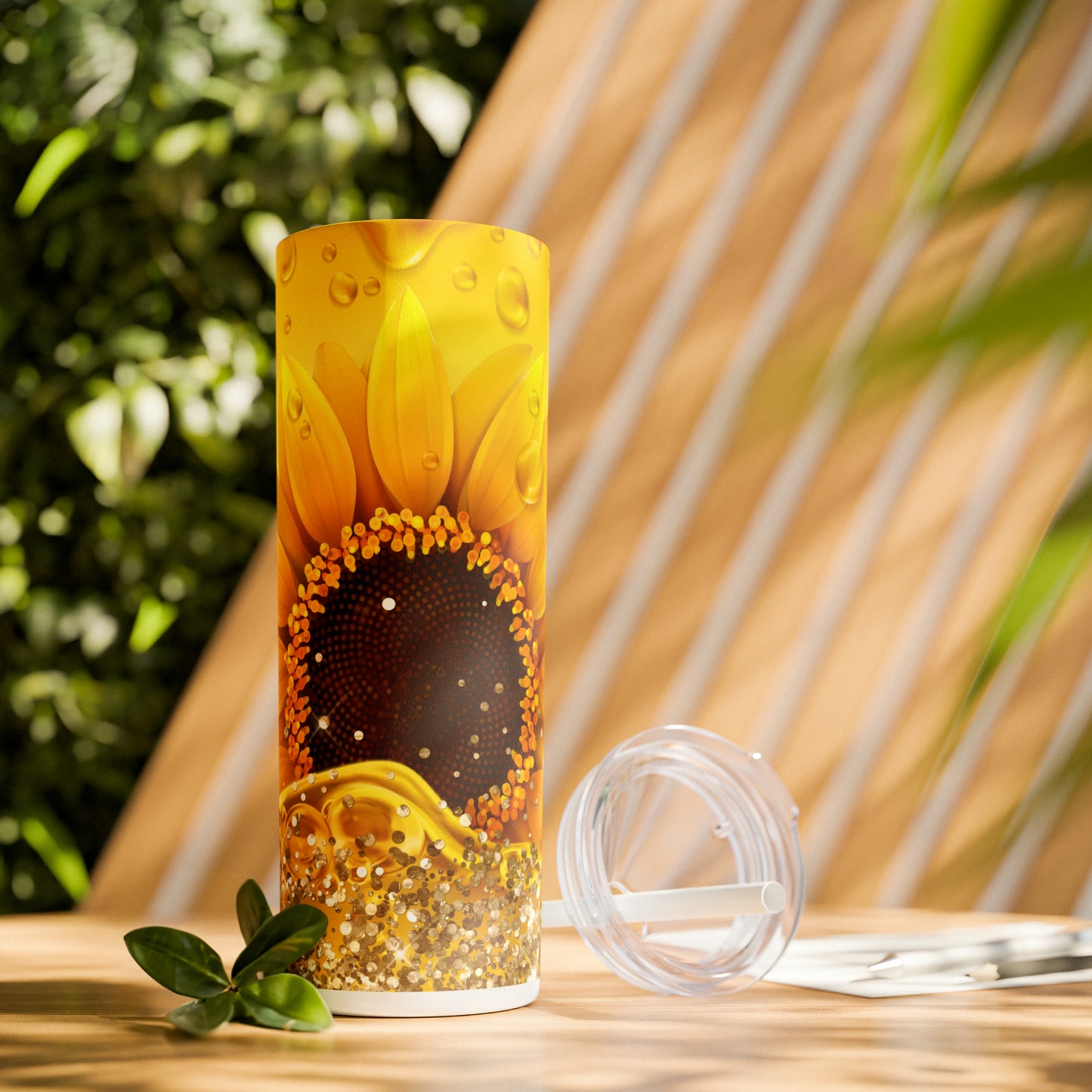 Skinny Tumbler with Straw, 20oz, Sunflower