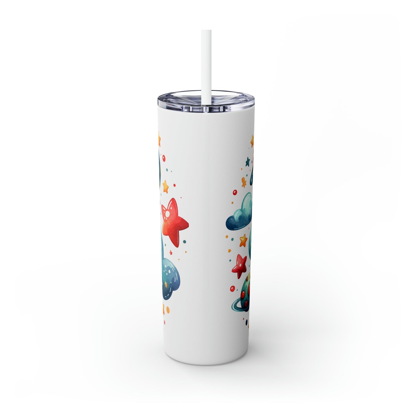 Skinny Tumbler with Straw, 20oz, Rocket, Sky's Not the Limit