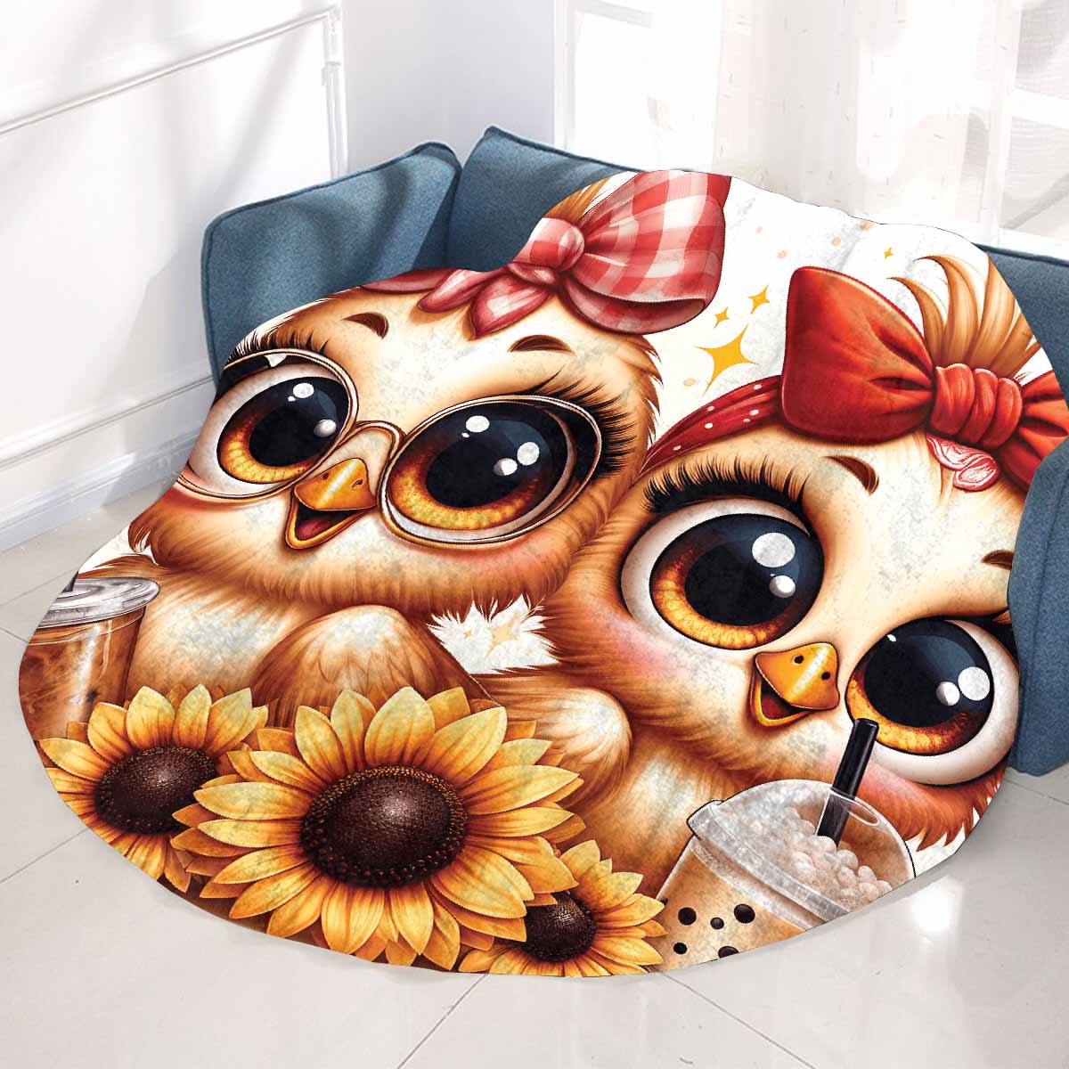 Chickens_Awd35175  Circular Micro Fleece Blanket 60"