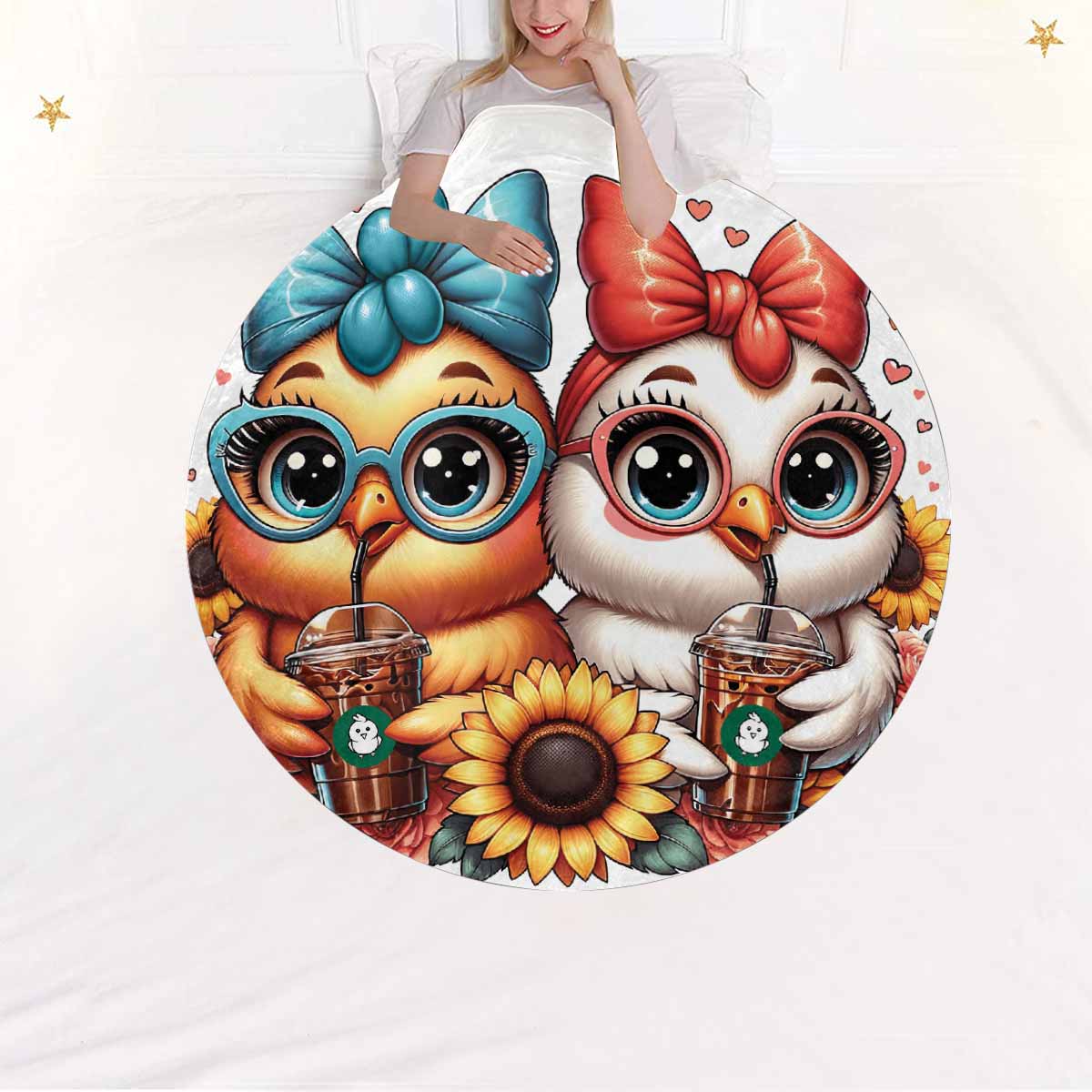 Chickens_Awd35172  Circular Micro Fleece Blanket 60"