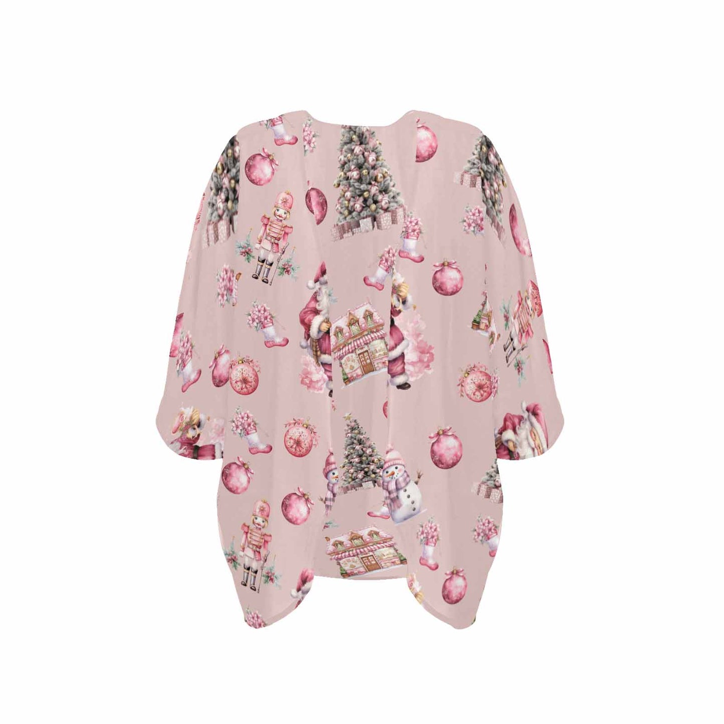 Pink Christmas  Women's Kimono Chiffon Cover Up