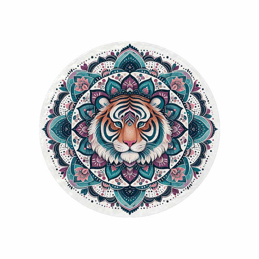 Mandella_Tiger_Awd35141  Circular Micro Fleece Blanket 60"