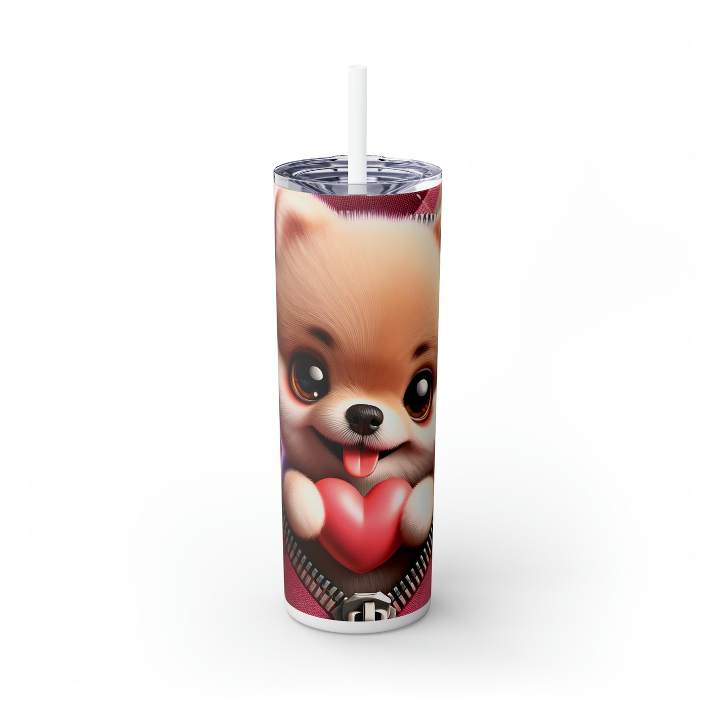 Skinny Tumbler with Straw, 20oz, Dog, Valentines Day, awd-1134