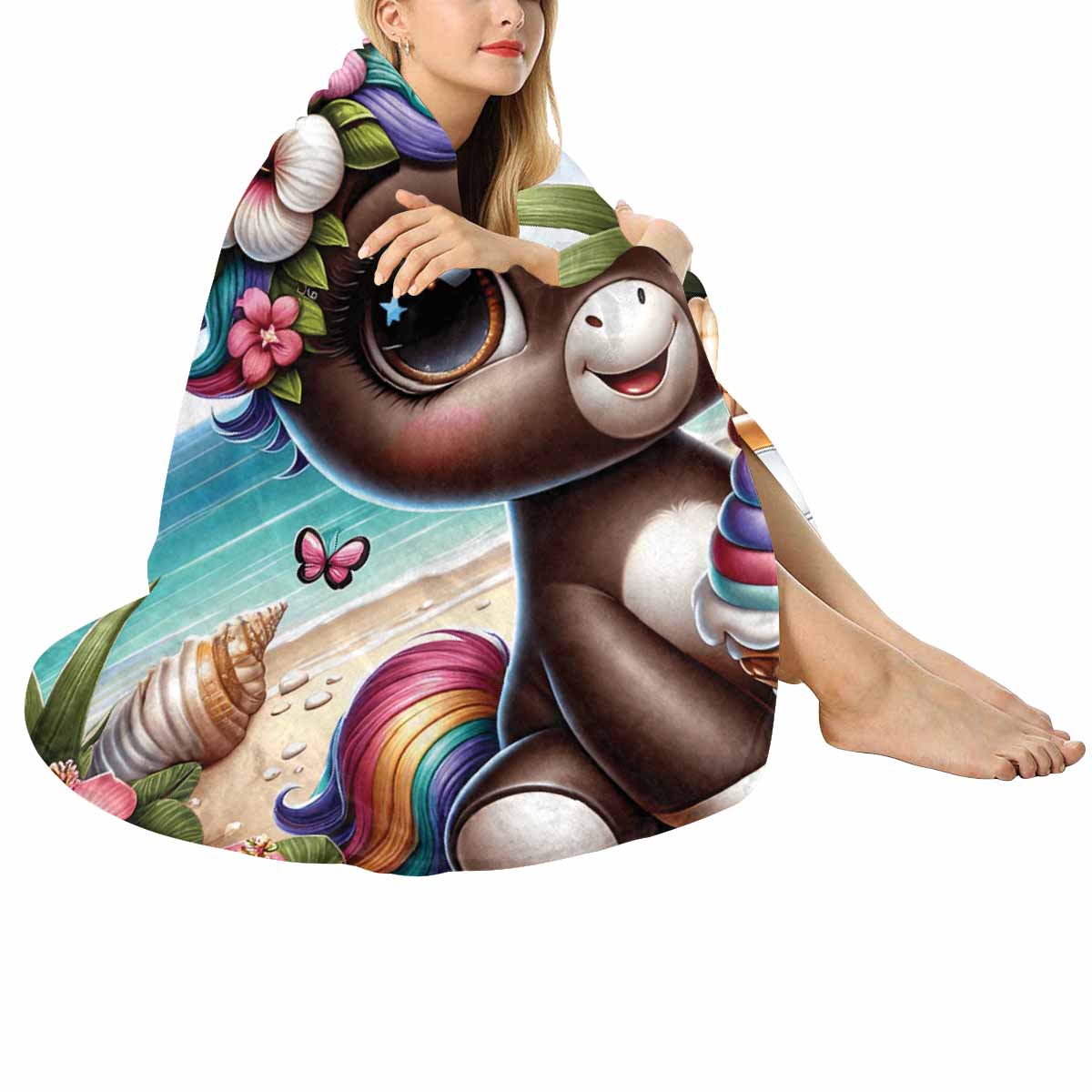 Unicorn_Awd35131  Circular Micro Fleece Blanket 60"