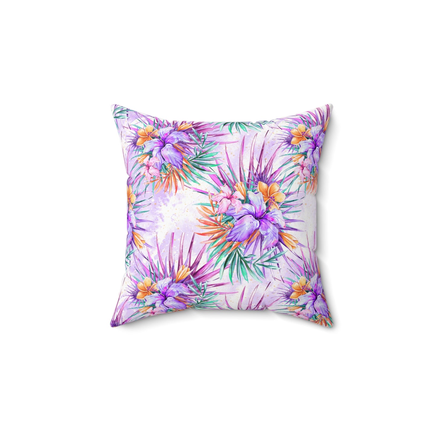 Spun Polyester Square Pillow, Summer Floral Cushion