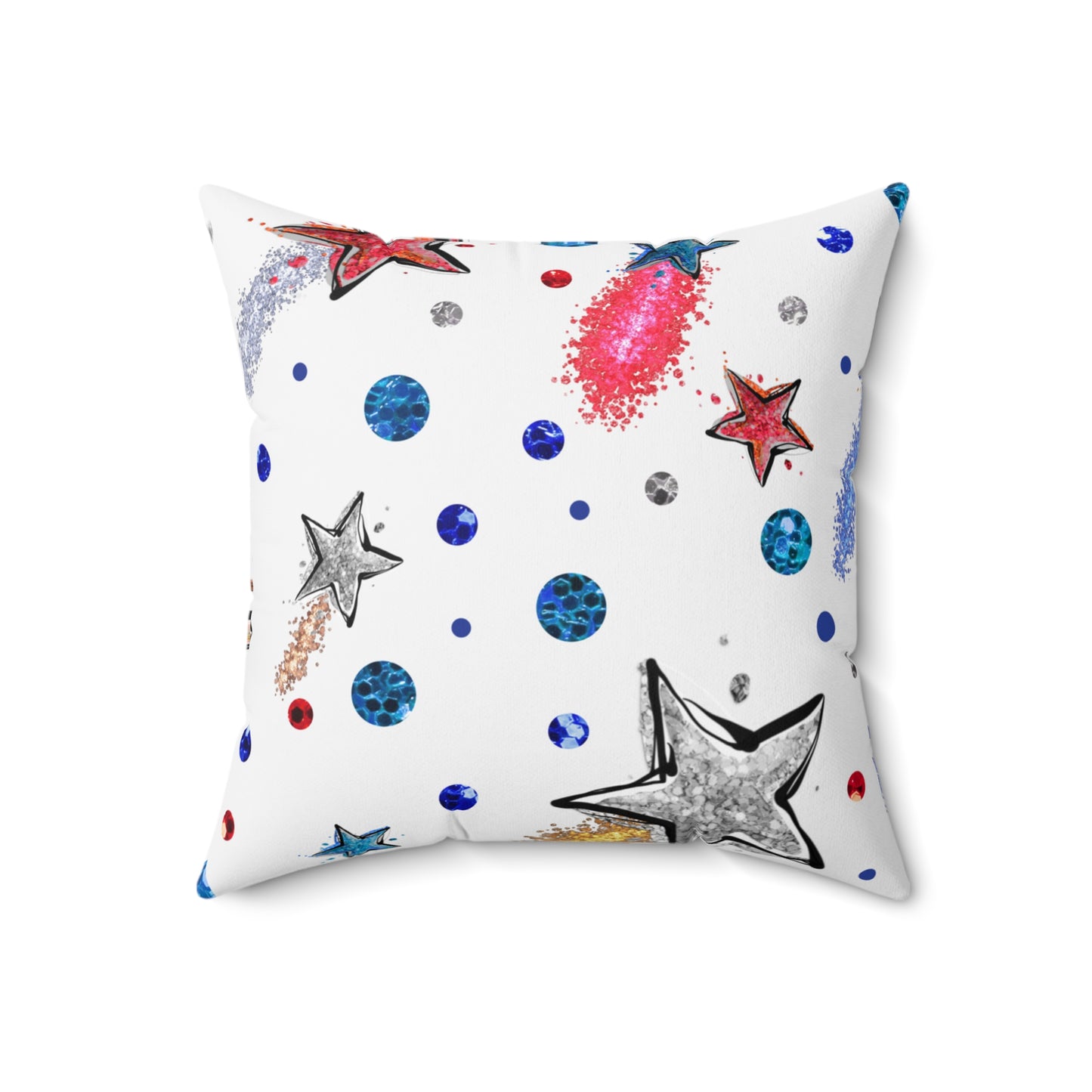 Spun Polyester Square Pillow, Stars Cushion