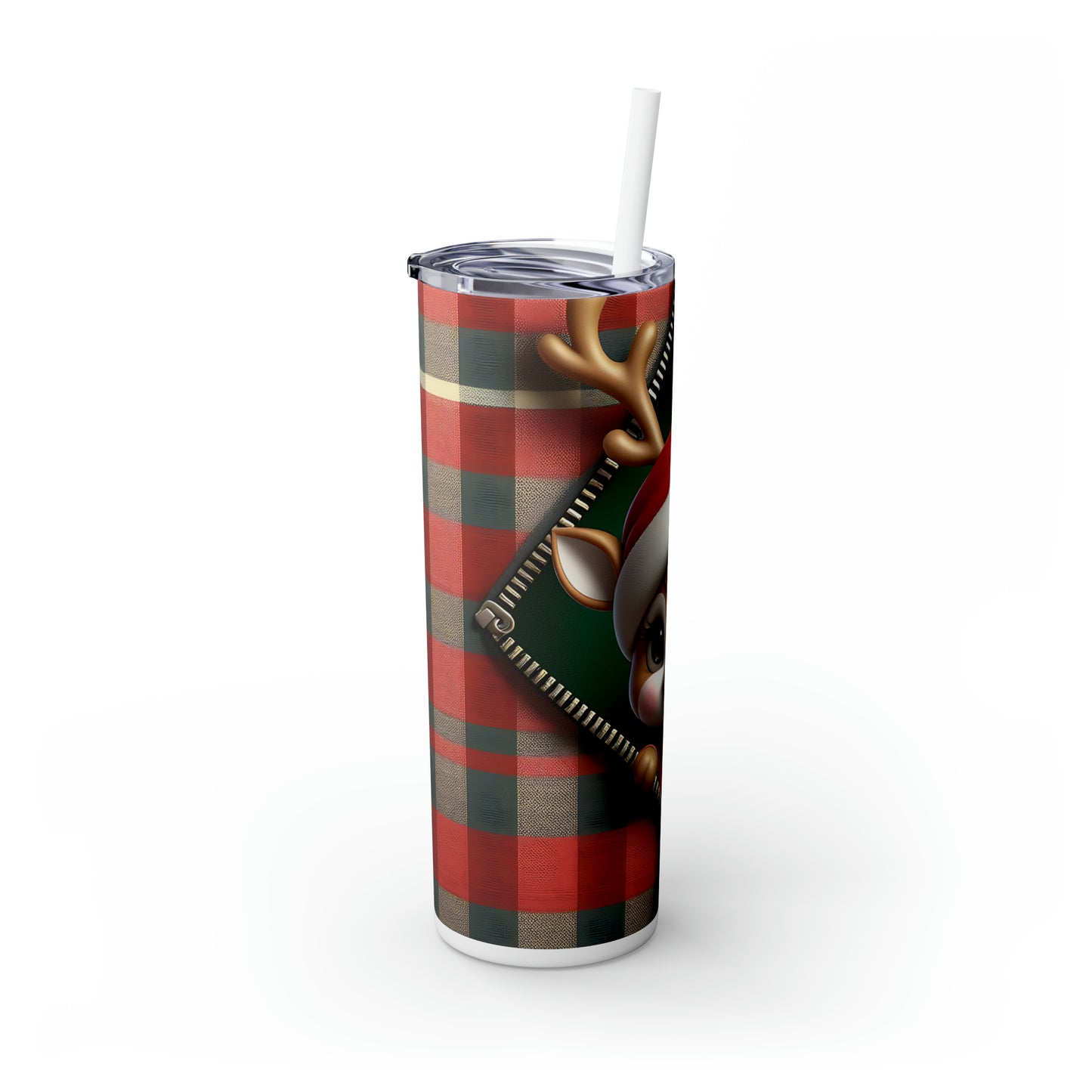 Skinny Tumbler with Straw, 20oz, Reindeer