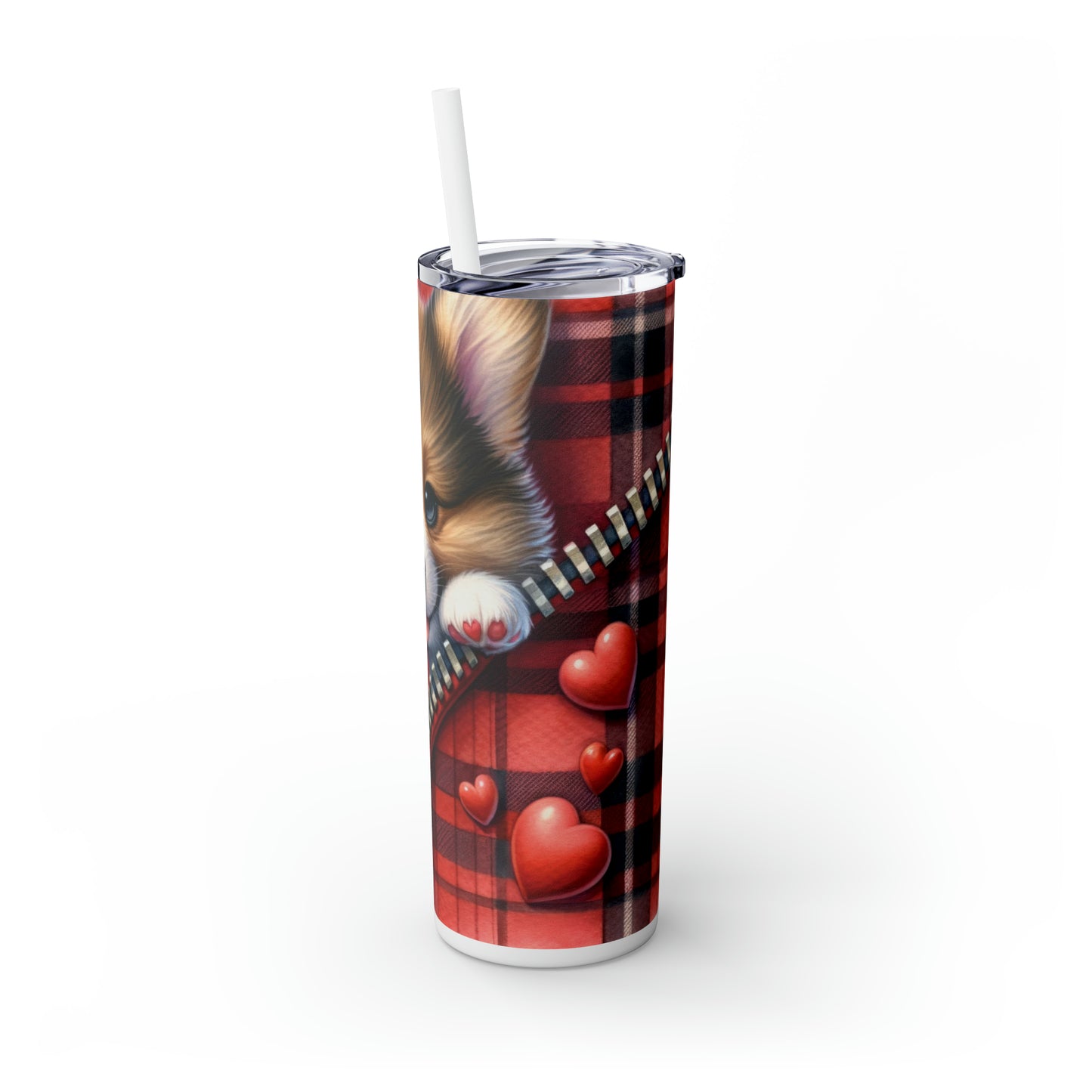 Skinny Tumbler with Straw, 20oz, Dog, Valentines Day, awd-834