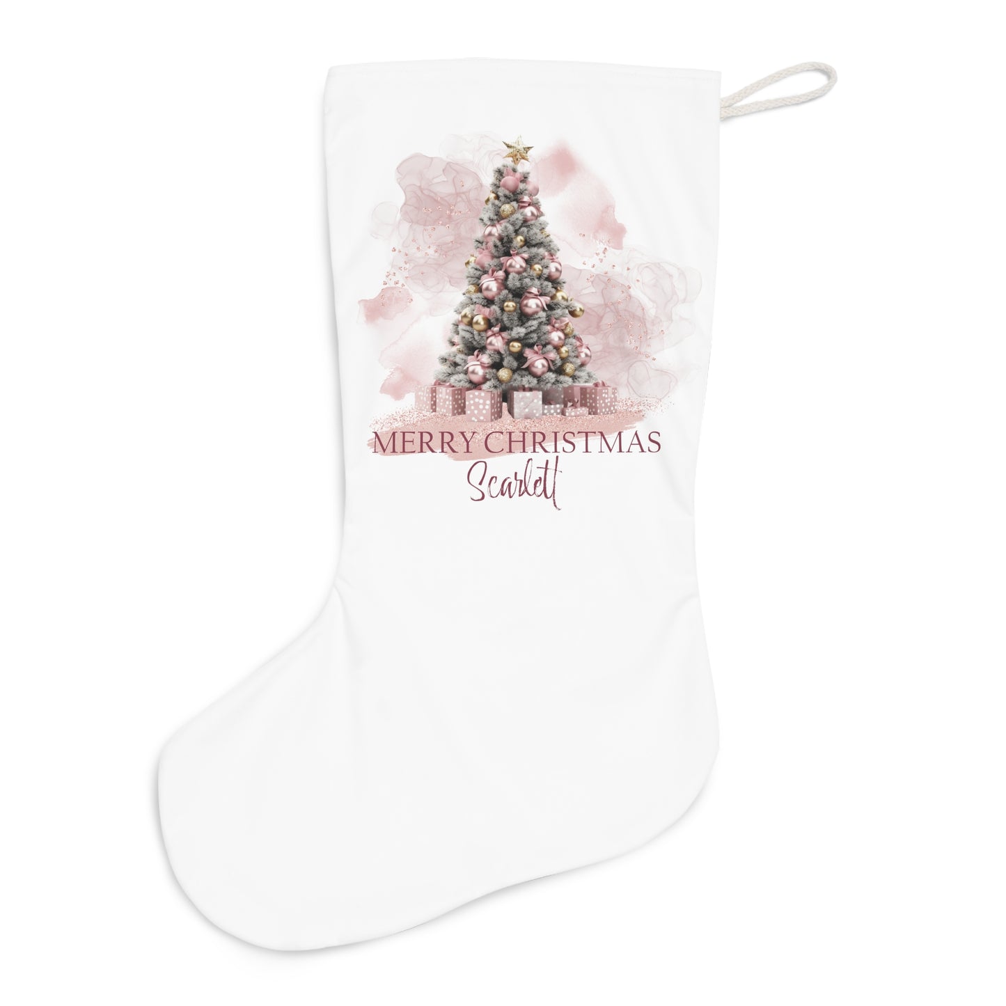 Personalised Santa Stocking, Pink Christmas Christmas Tree