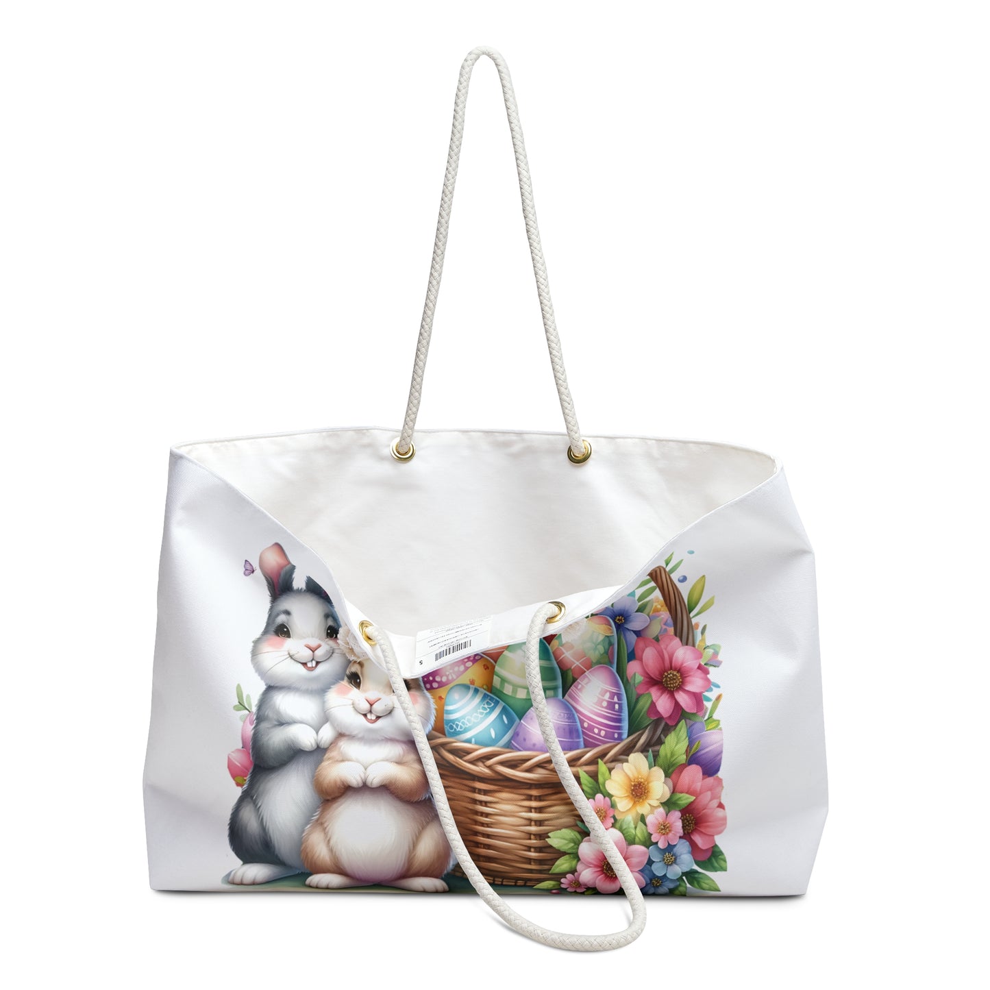 Personalised/Non-Personalised Weekender Bag, Easter Bunny's, Rabbits, Large Weekender Bag, Beach Bag, Book Bag