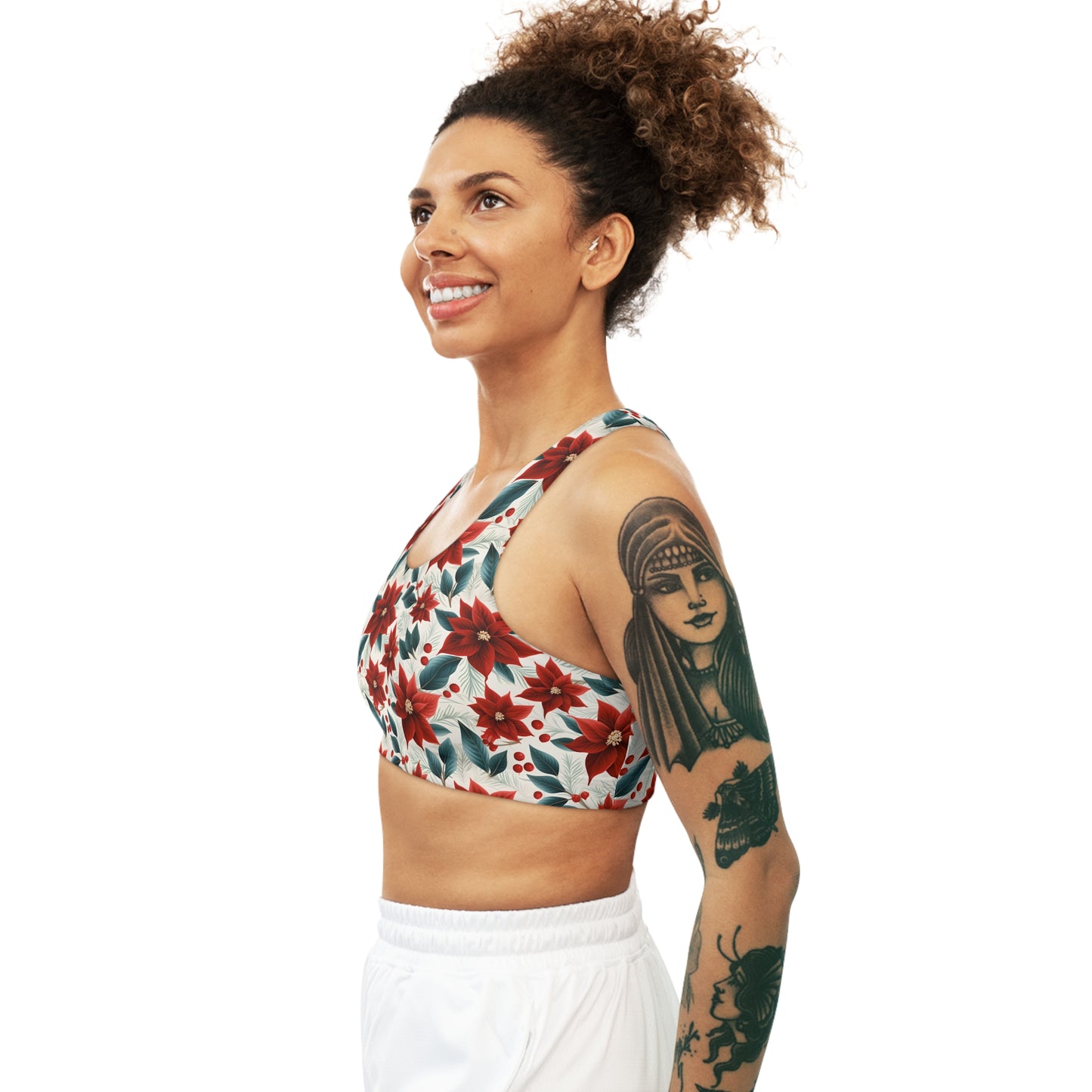 Seamless Sports Bra, Red Poinsettia