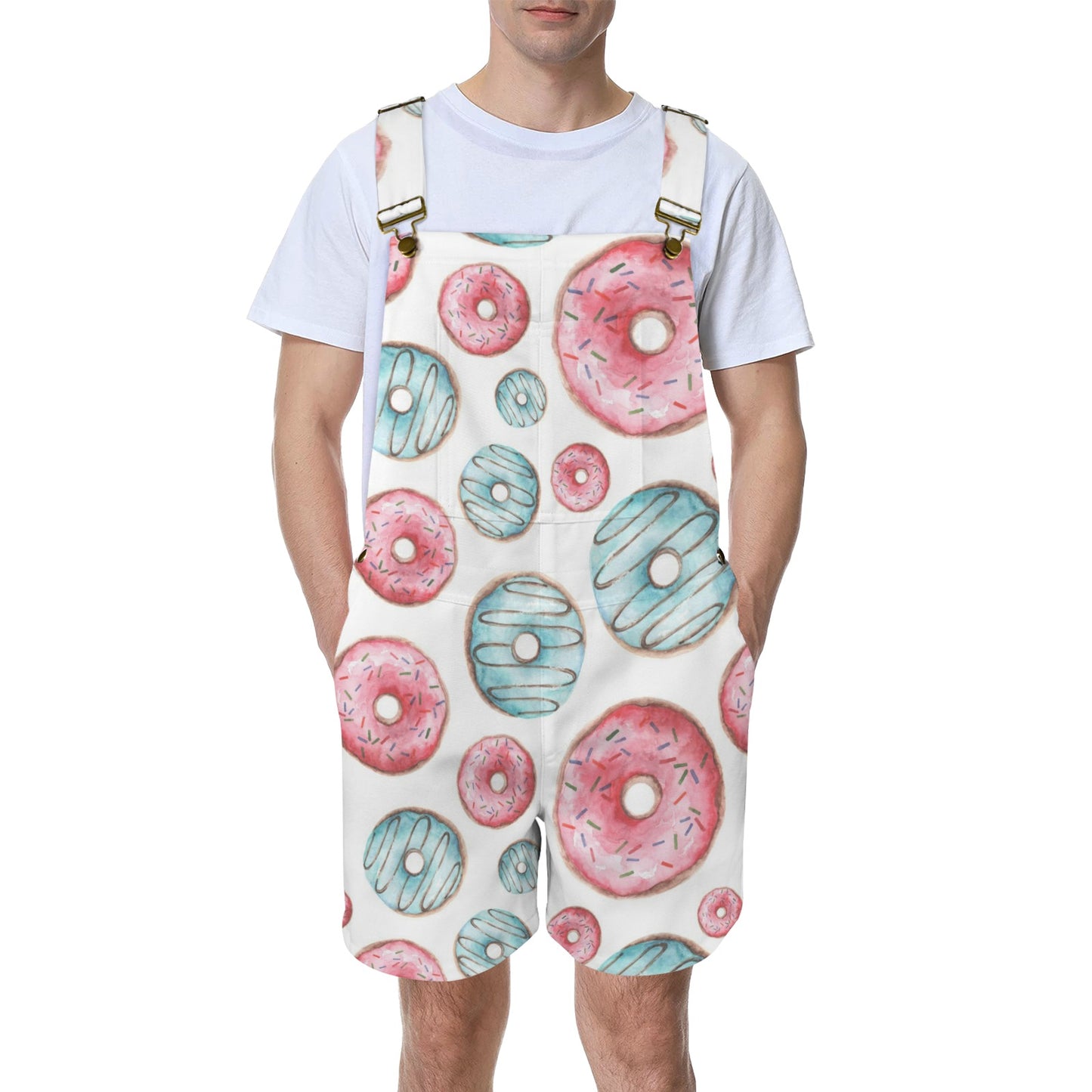 Donuts Unisex Shorts Suspender Jumpsuit