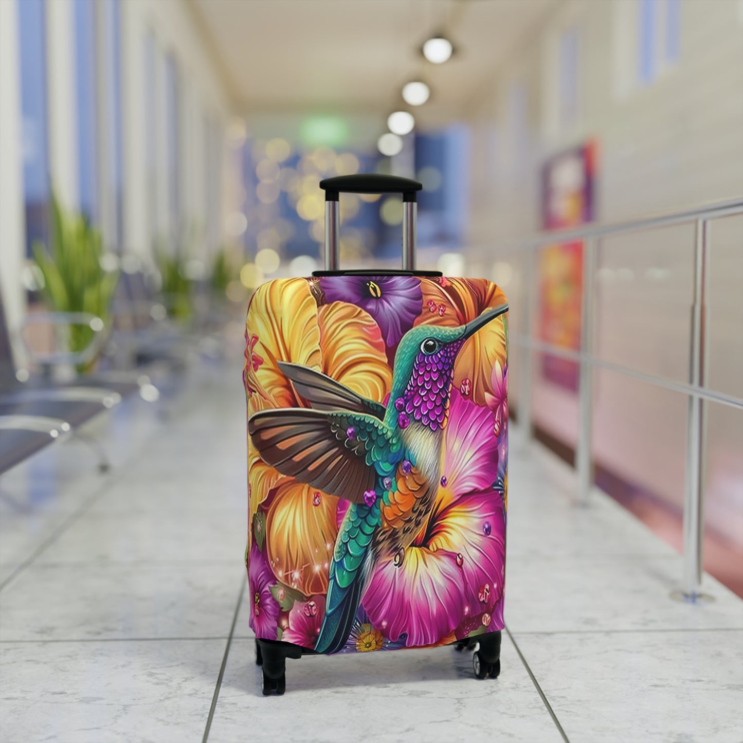 Luggage Cover, Floral Hummingbird, awd-3098