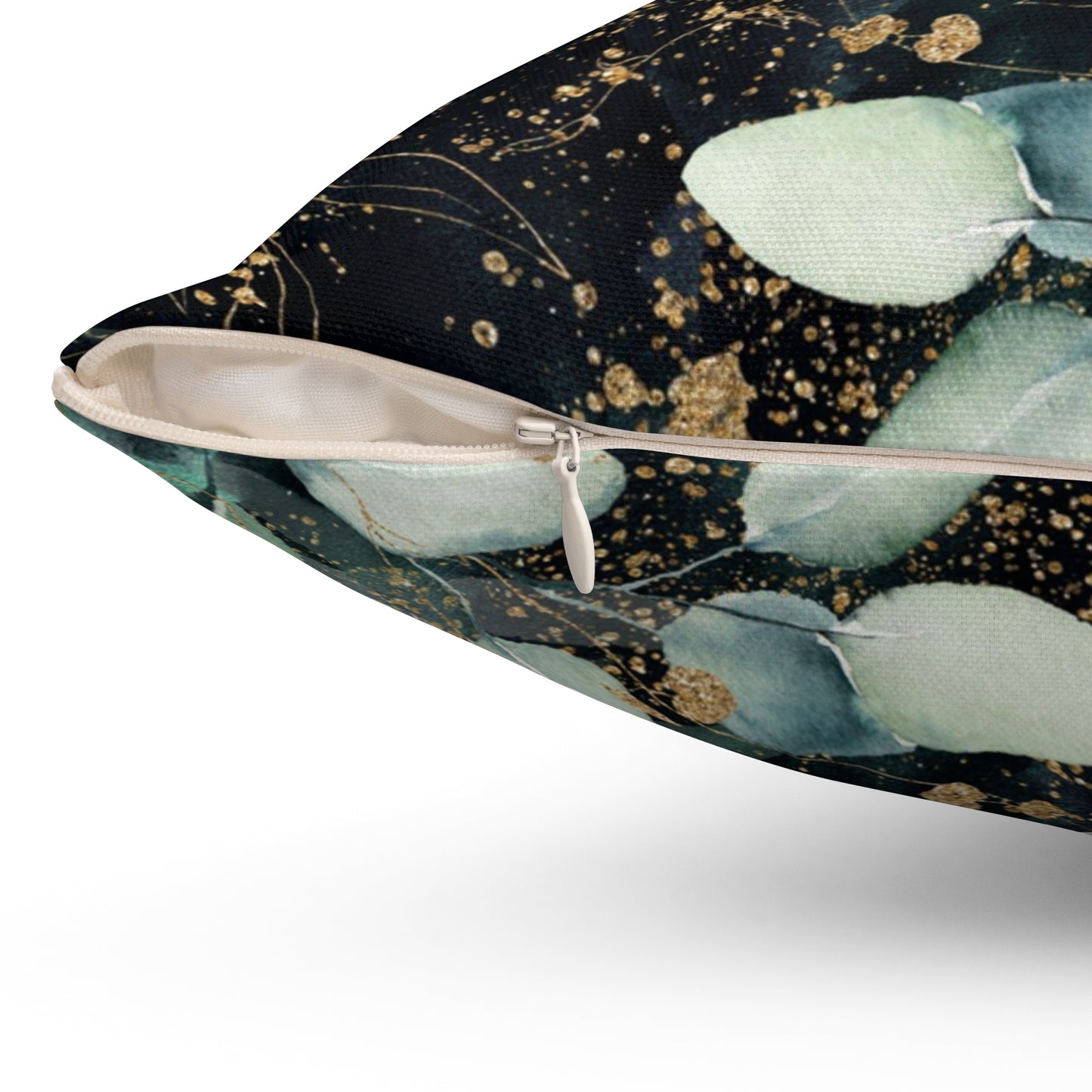 Spun Polyester Square Pillow, Eucalyptus Leaves Cushion