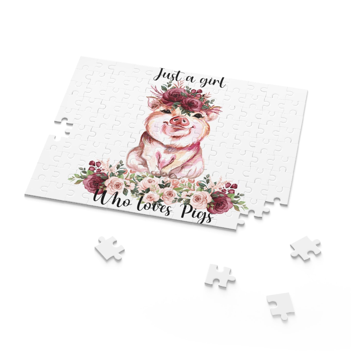 Personalised/Non-Personalised Puzzle, Just a Girl Who Loves Pigs (120, 252, 500-Piece)