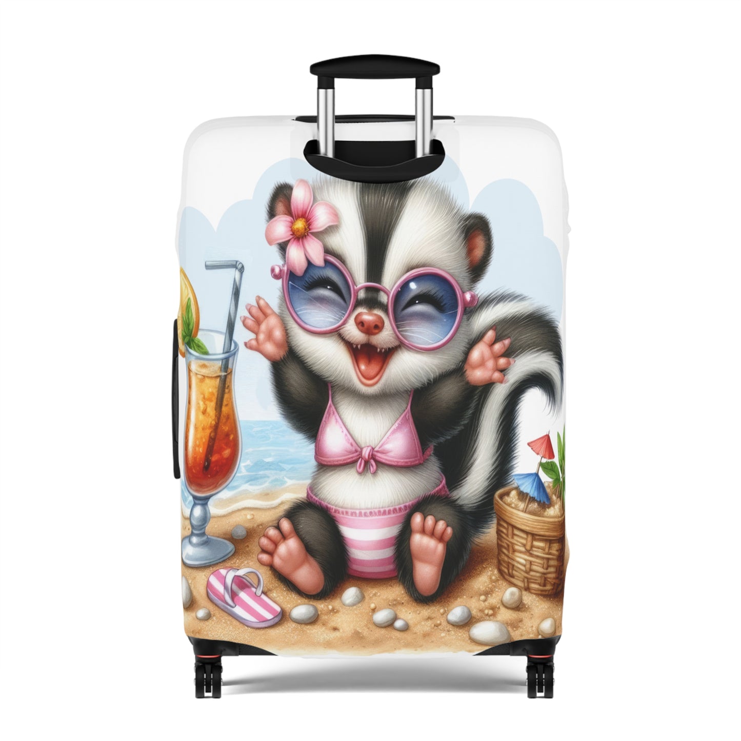 Luggage Cover, Skunk at the Beach, awd-1411