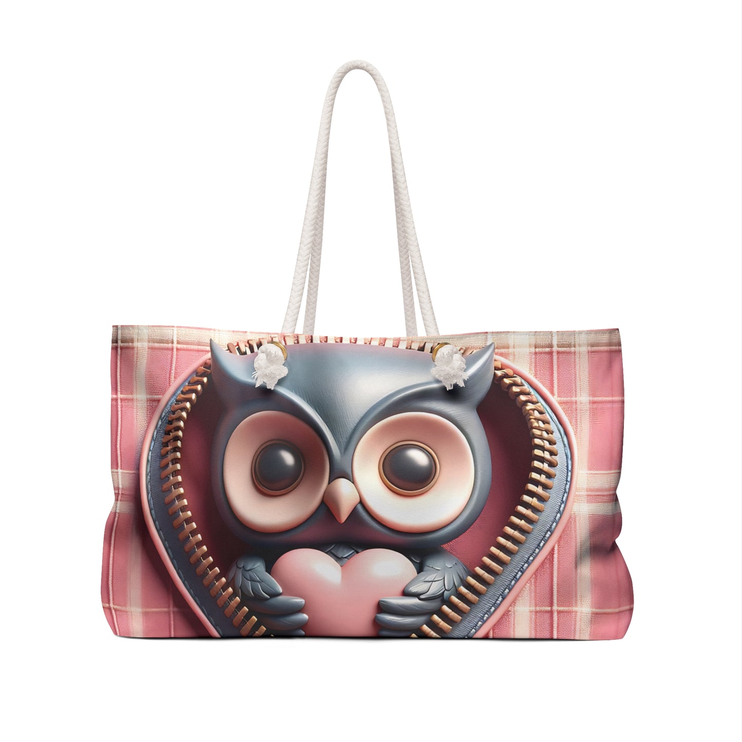 Personalised/Non-Personalised Weekender Bag, Cute Owl, Valentines Day, Large Weekender Bag, Beach Bag, Book Bag