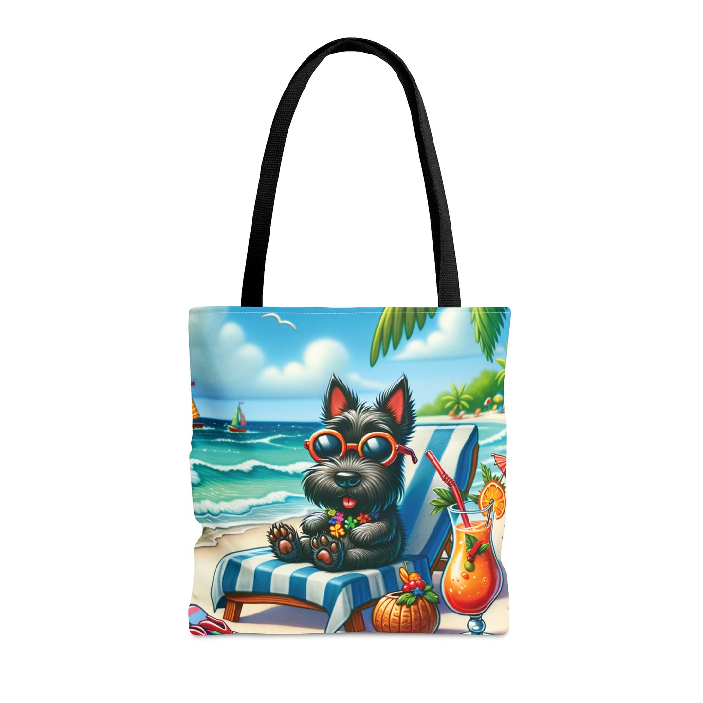 Tote Bag, Dog on Beach, Scottish Terrier, Tote bag, awd-1243