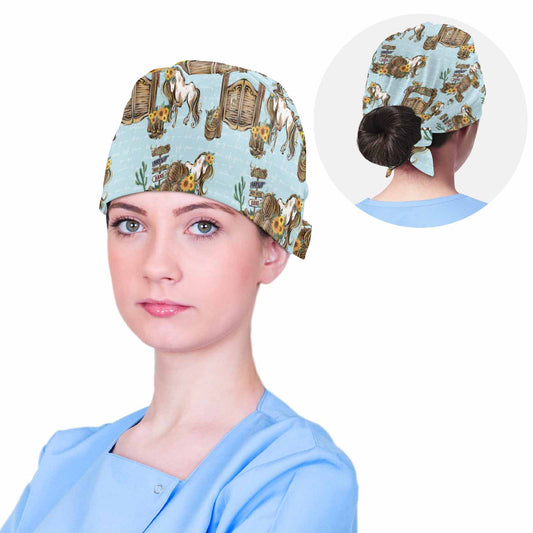 Nurse Scrub Cap Blue Western  Scrub Cap