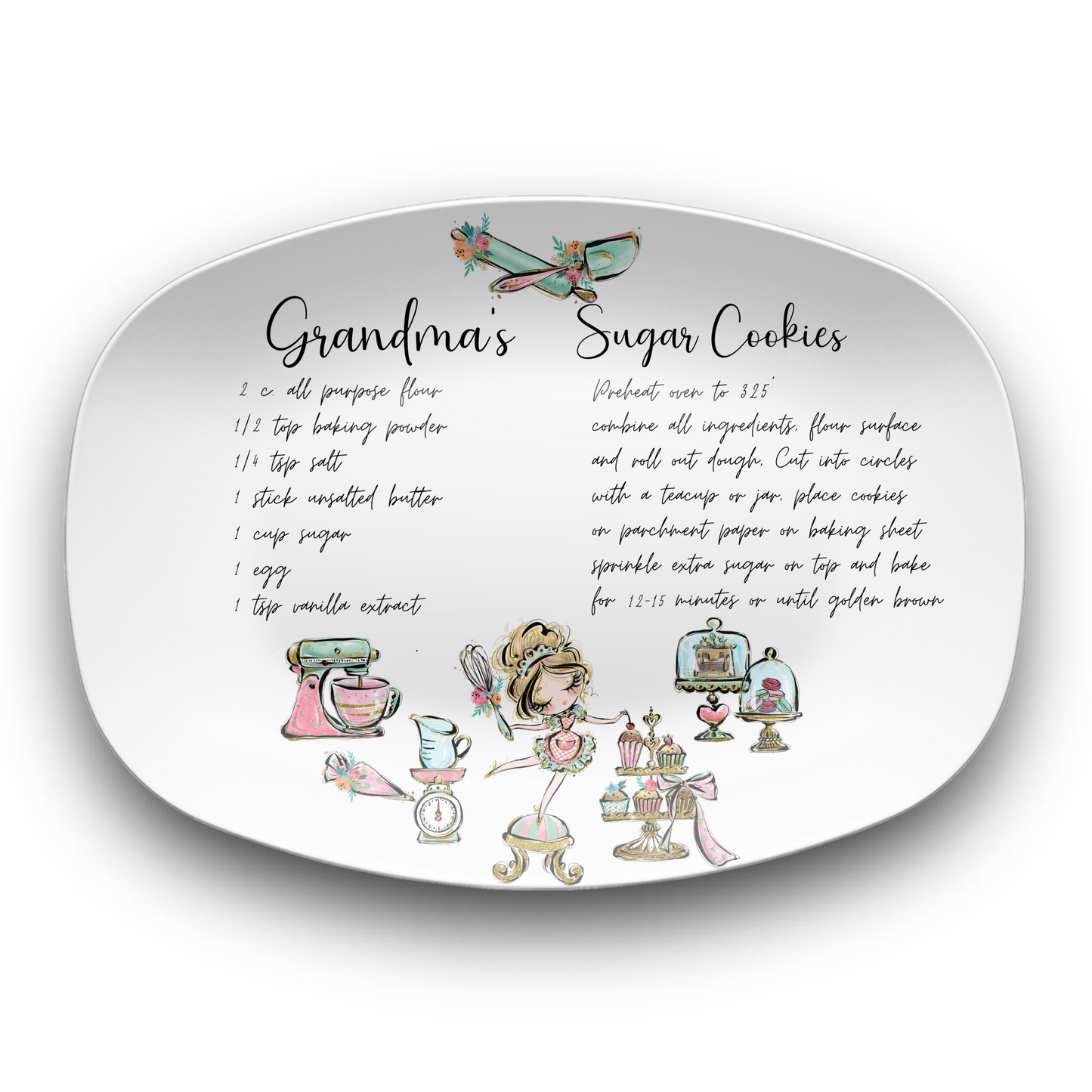 Personalised Handwritten Family Recipe Heirloom Roll it with Love Plate/Platter