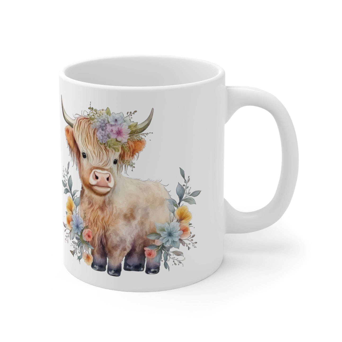 Personalised/Non Personalised Highland Cow, Ceramic Mug 11oz, Highland Cow Mug