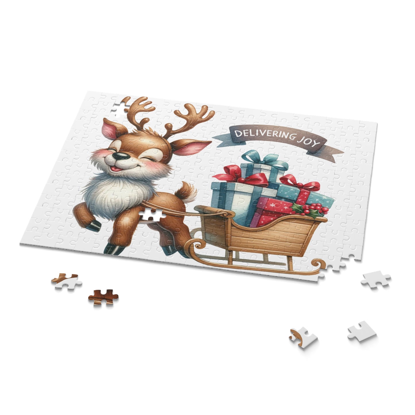 Personalised/Non-Personalised Puzzle, Christmas Reindeer (120, 252, 500-Piece)