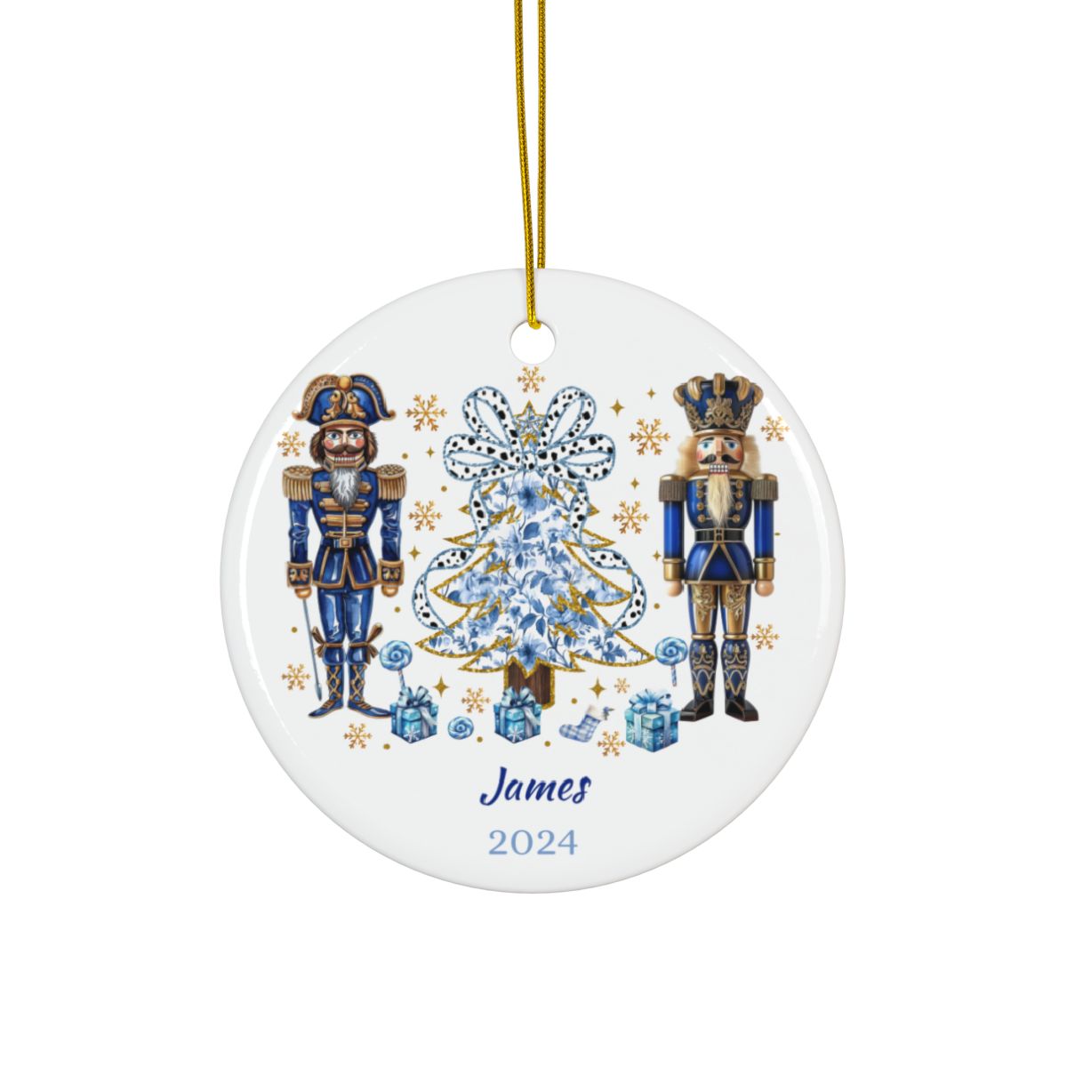 Nutcracker Christmas Ornament, Personalized Holiday Decor, Grand Millennial Gift, Ceramic Keepsake, Custom Tree Decoration