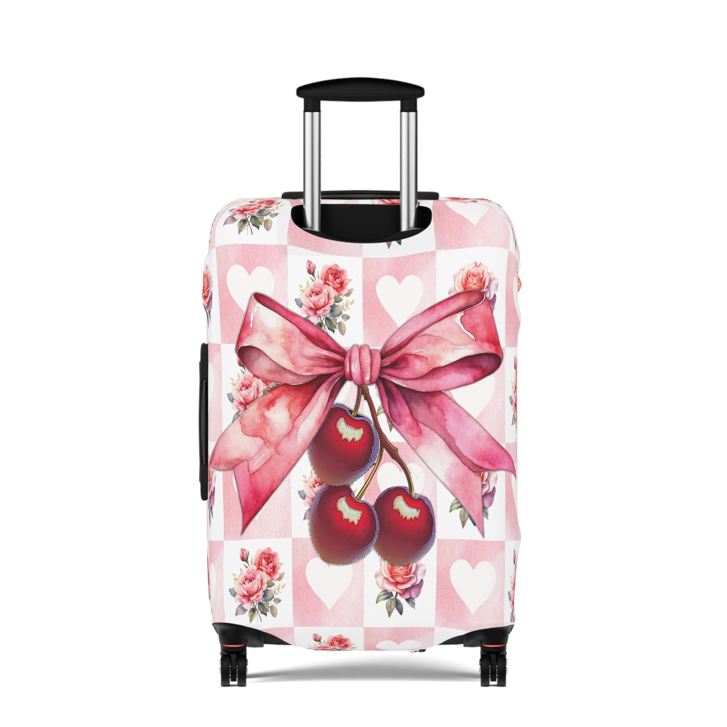 Luggage Cover, Rockabilly, Coquette, Hearts and Roses, Cherries and Ribbon, awd-2518