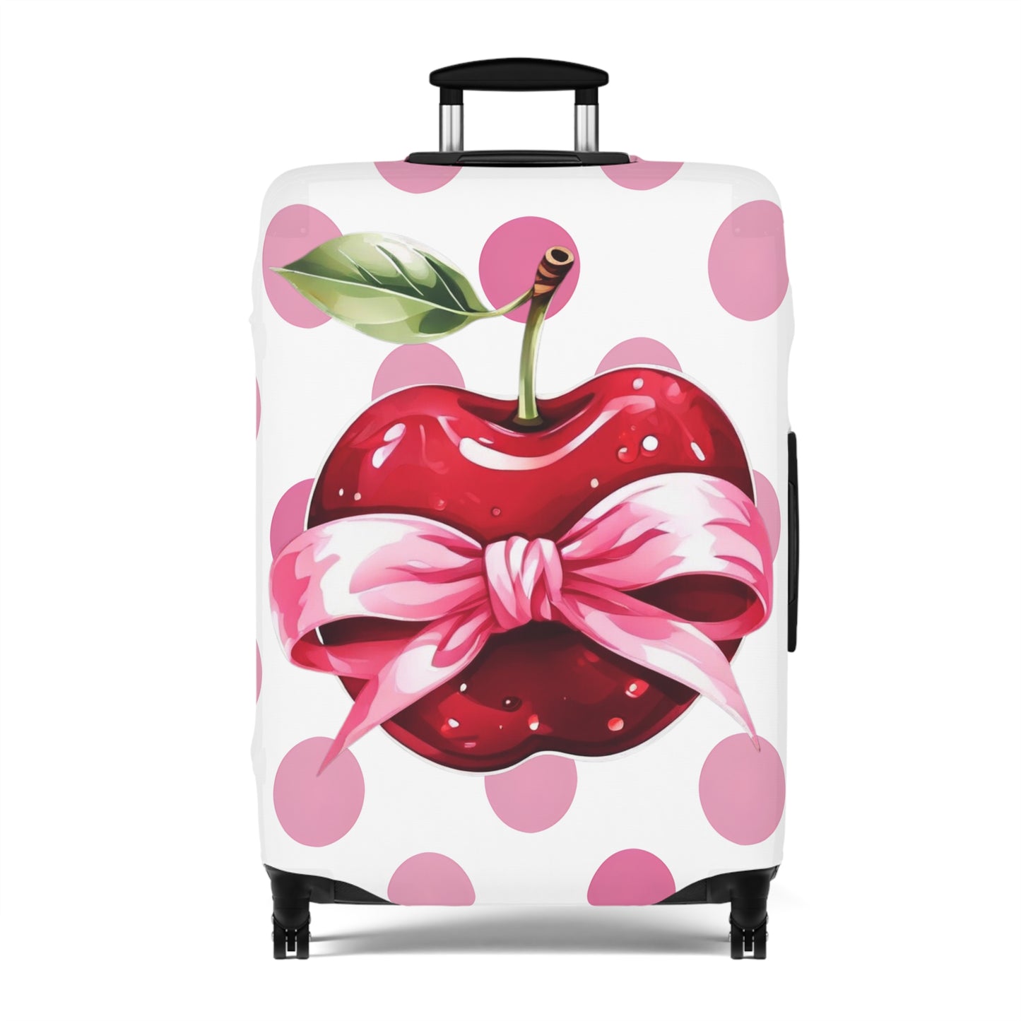 Luggage Cover, Rockabilly, Coquette, Pink Polka Dots, Apple and Ribbon, awd-2525